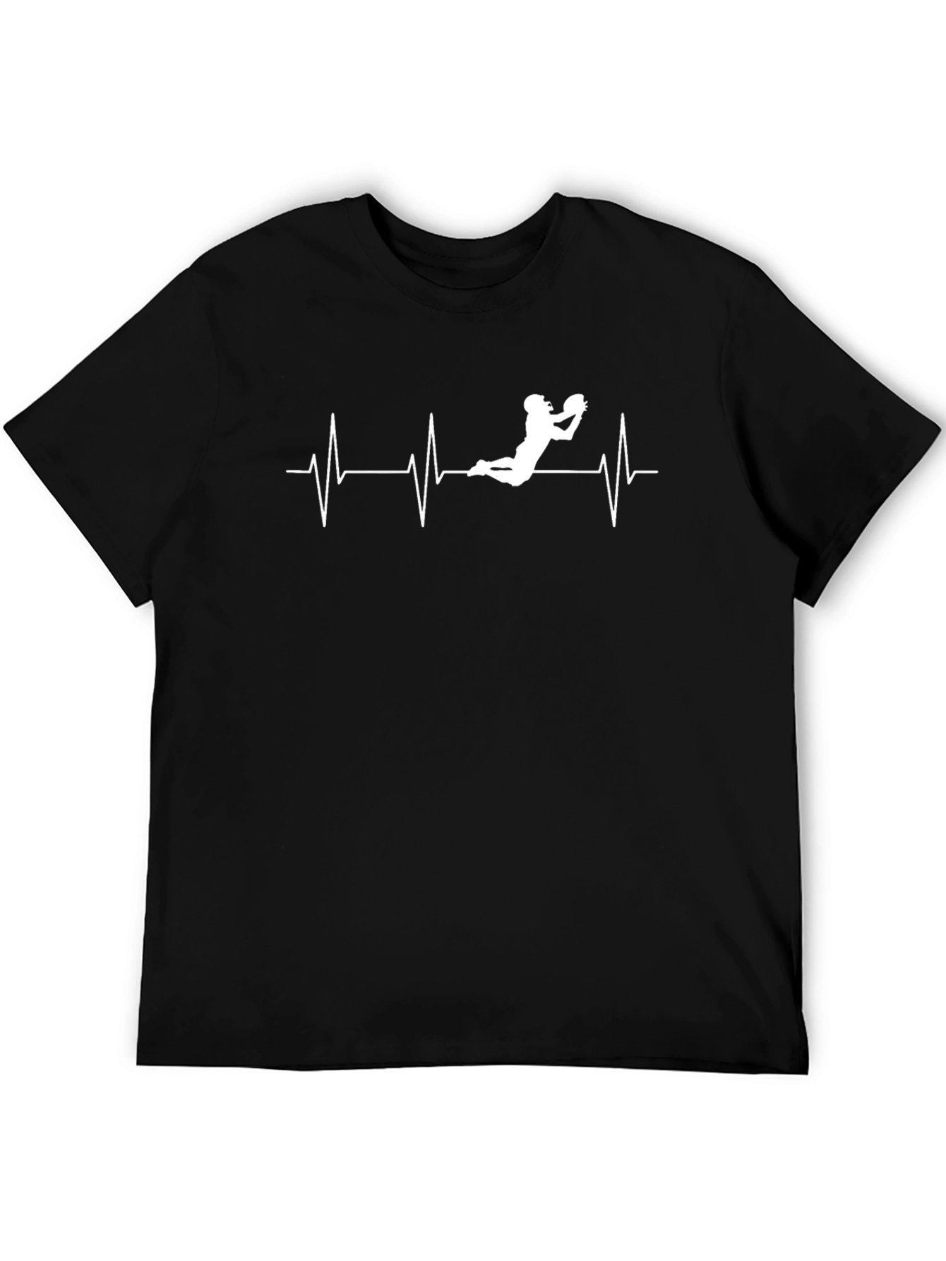 Football Heartbeat T-Shirt - Black