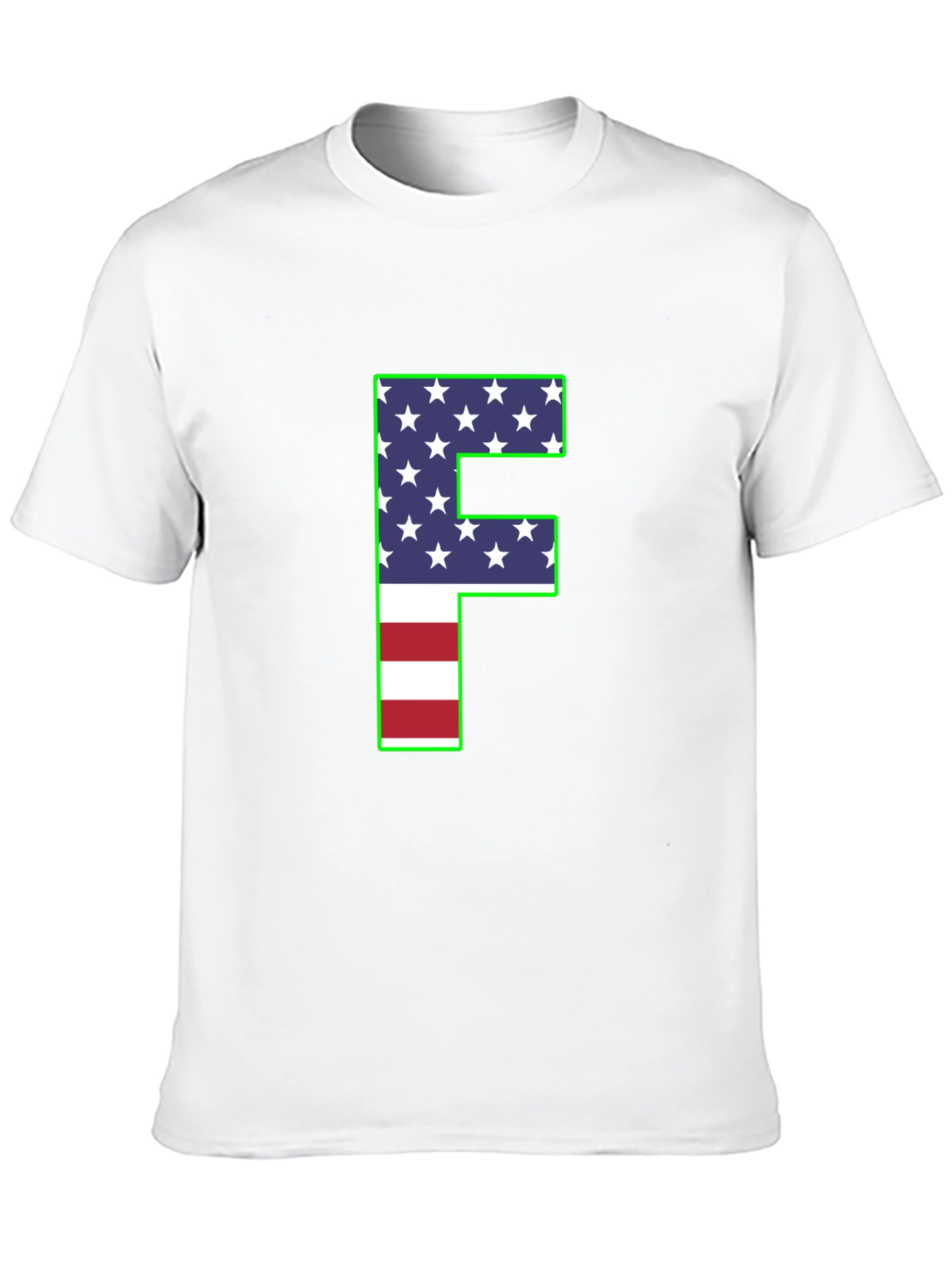 Patriotic Letter F T-Shirt - American Flag Design