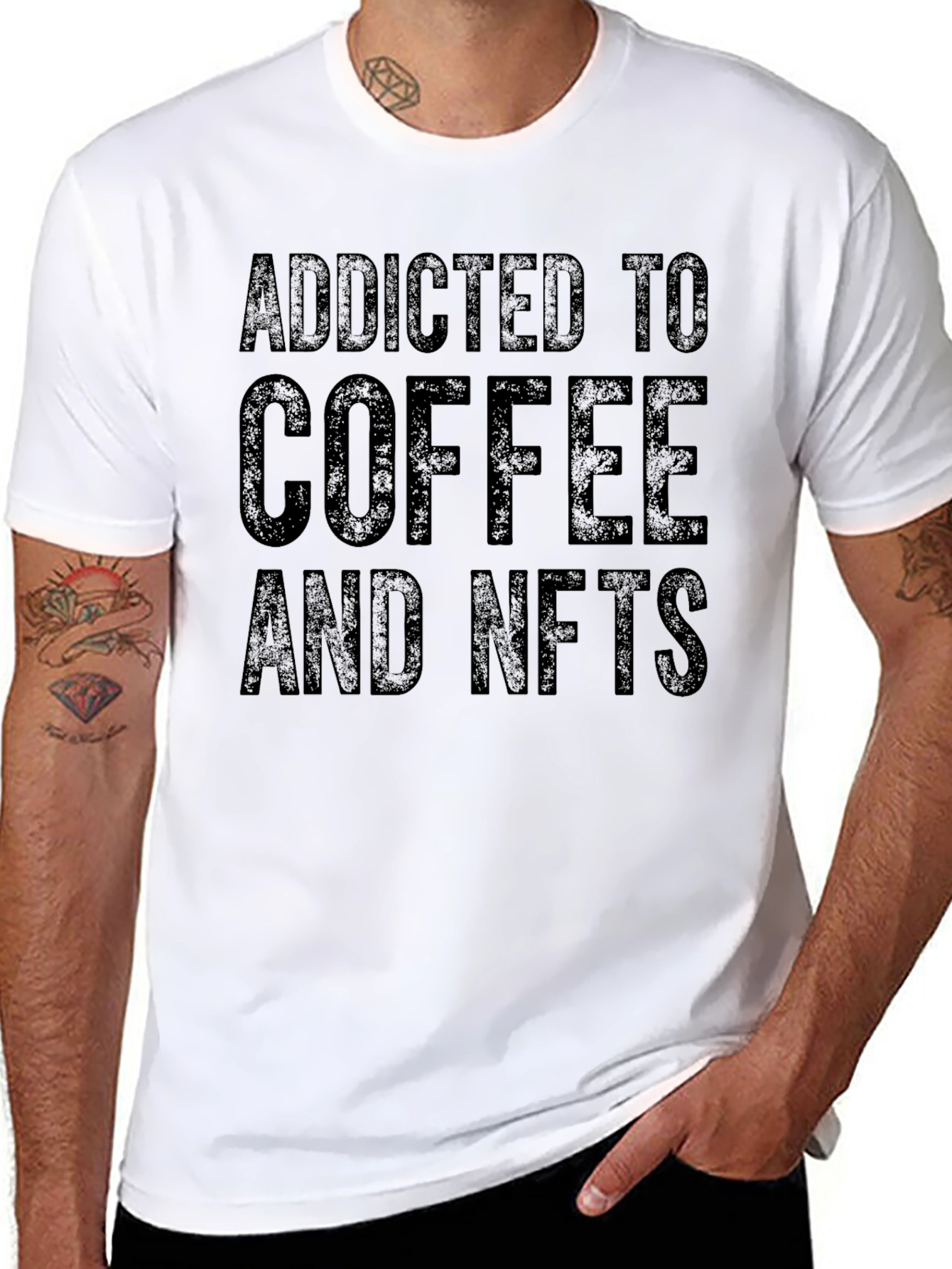 Addicted to Coffee & NFTs Black Tee