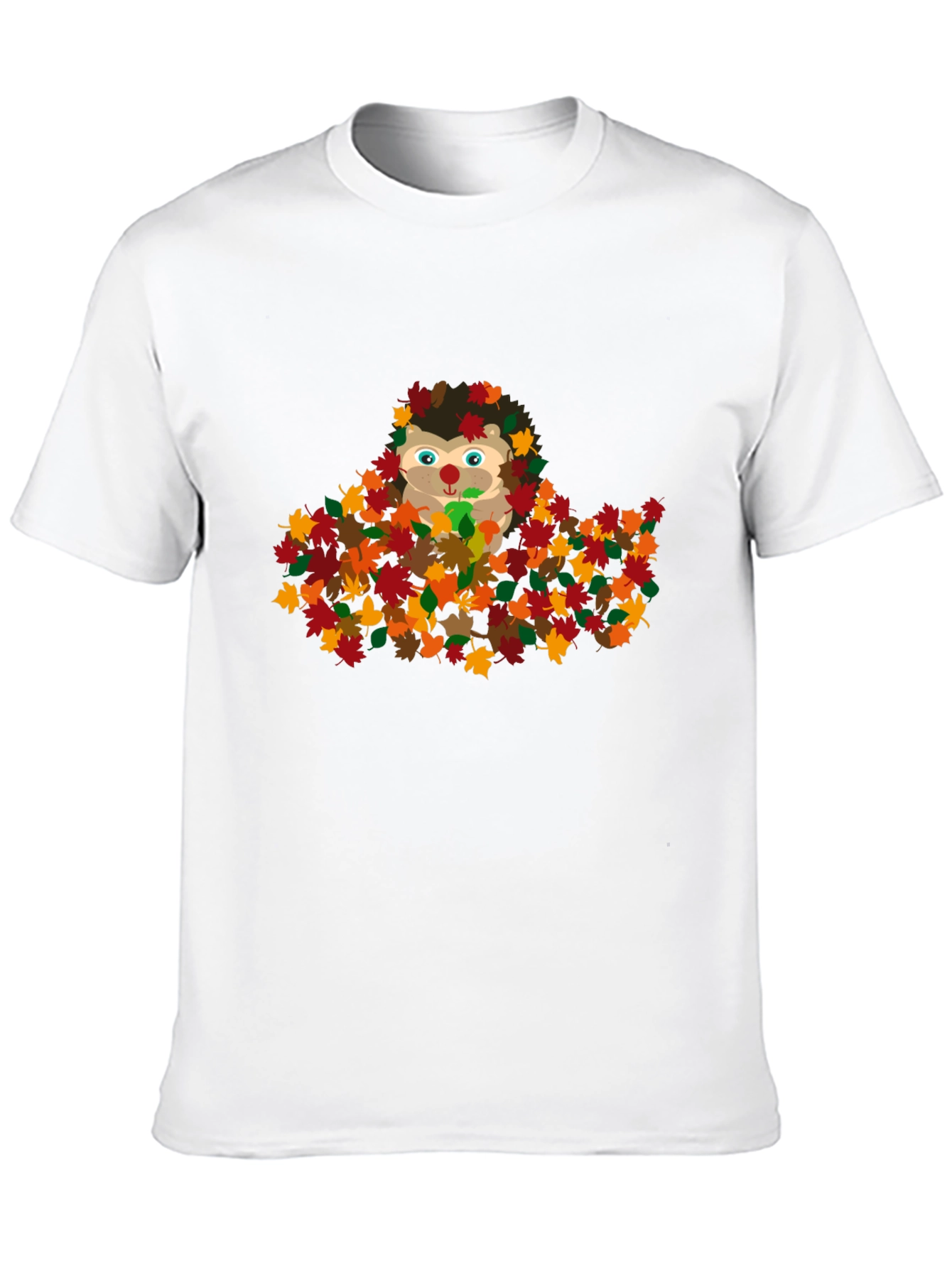 Cute Hedgehog in Fall Leaves Graphic T-Shirt