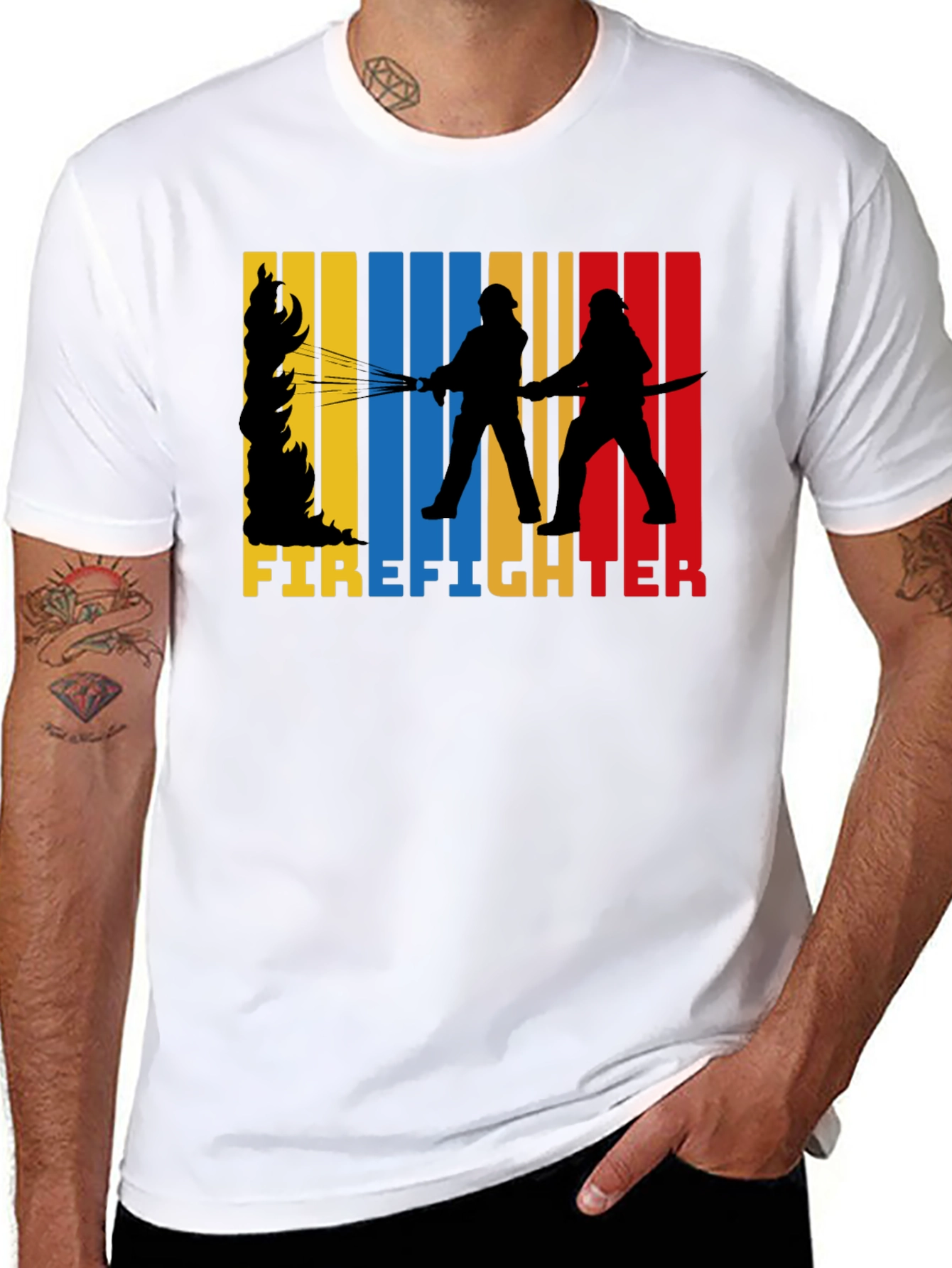 Firefighter Graphic Tee - Black Cotton T-Shirt