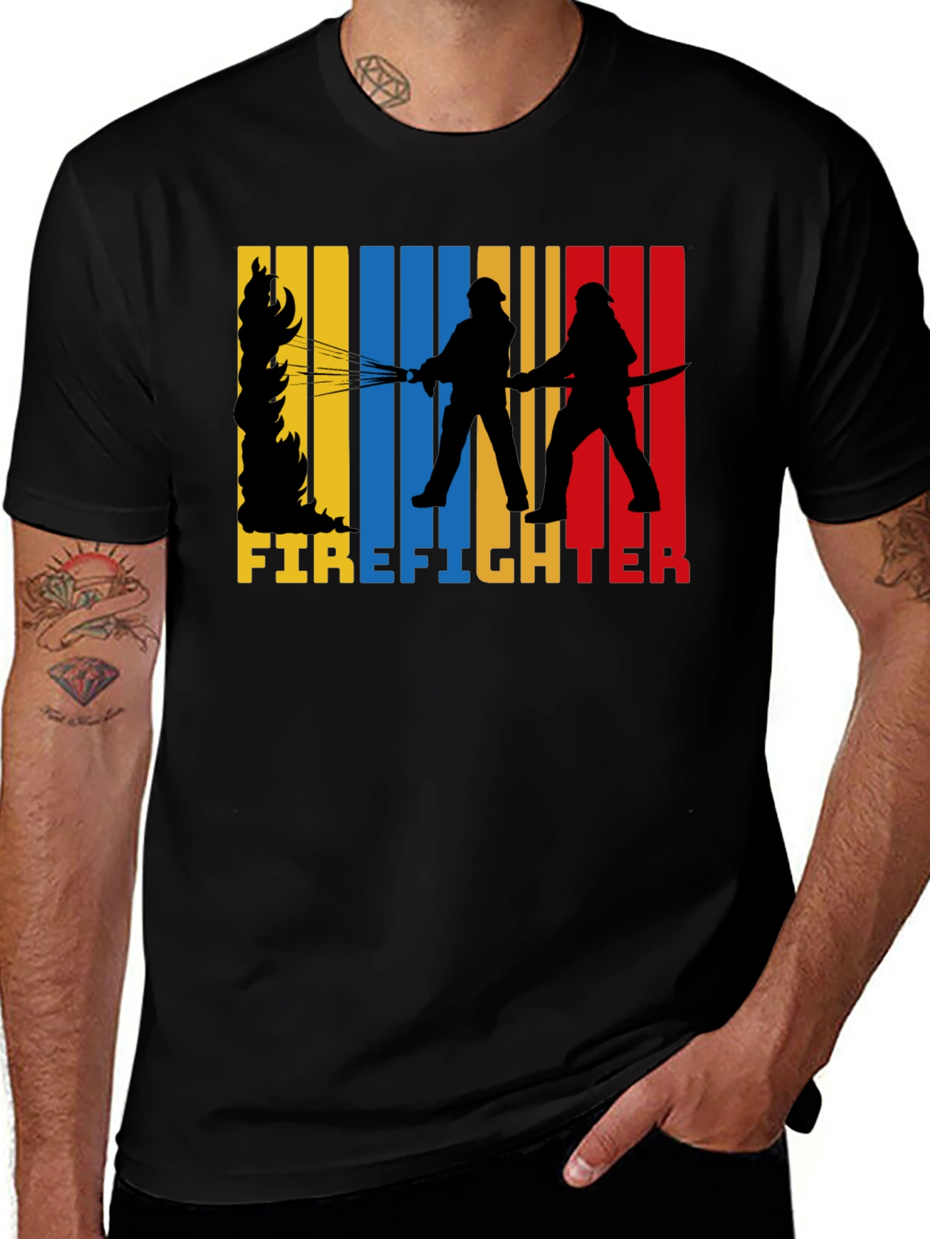 Firefighter Graphic Tee - Black Cotton T-Shirt