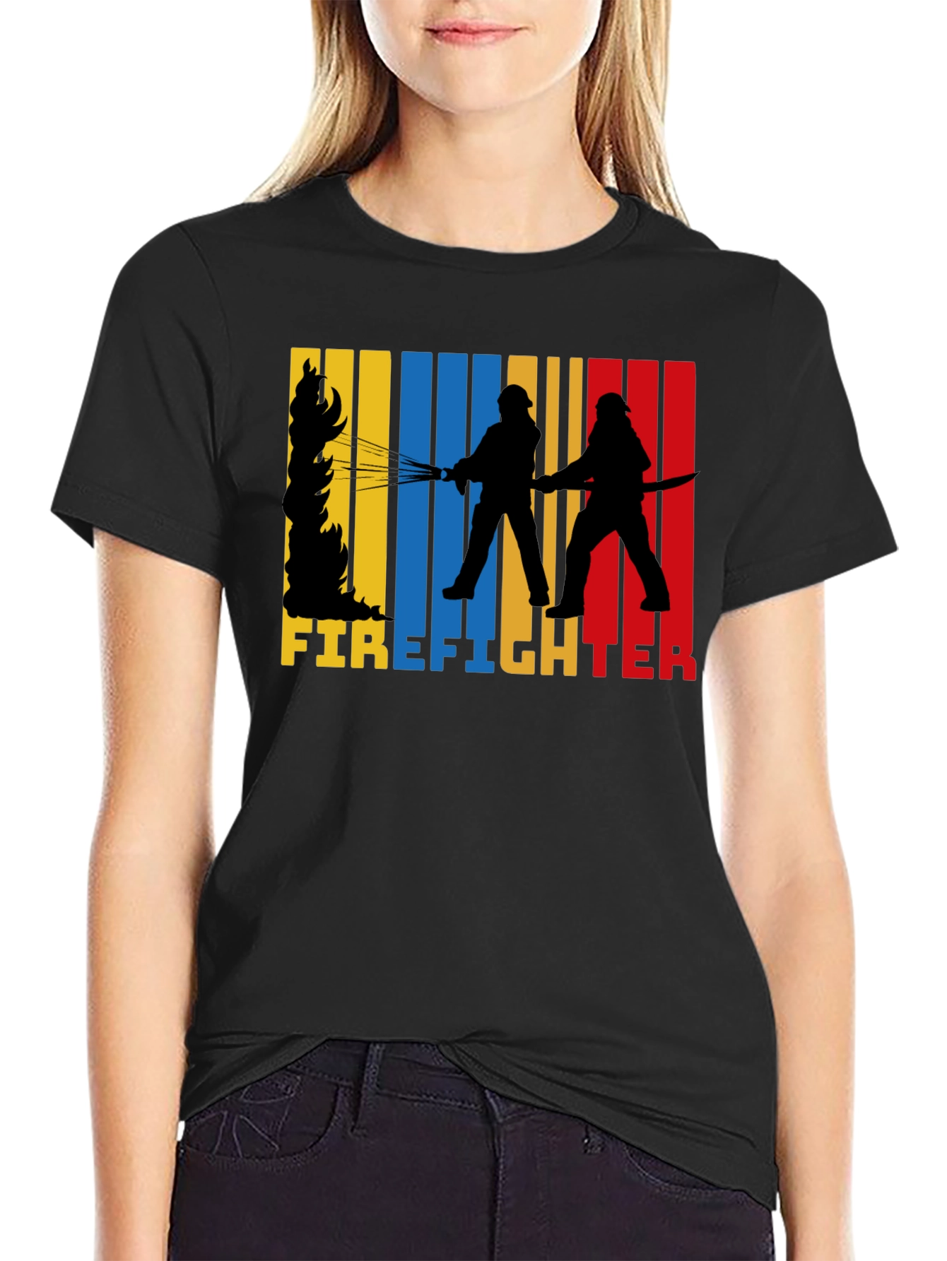 Firefighter Graphic Tee - Black Cotton T-Shirt