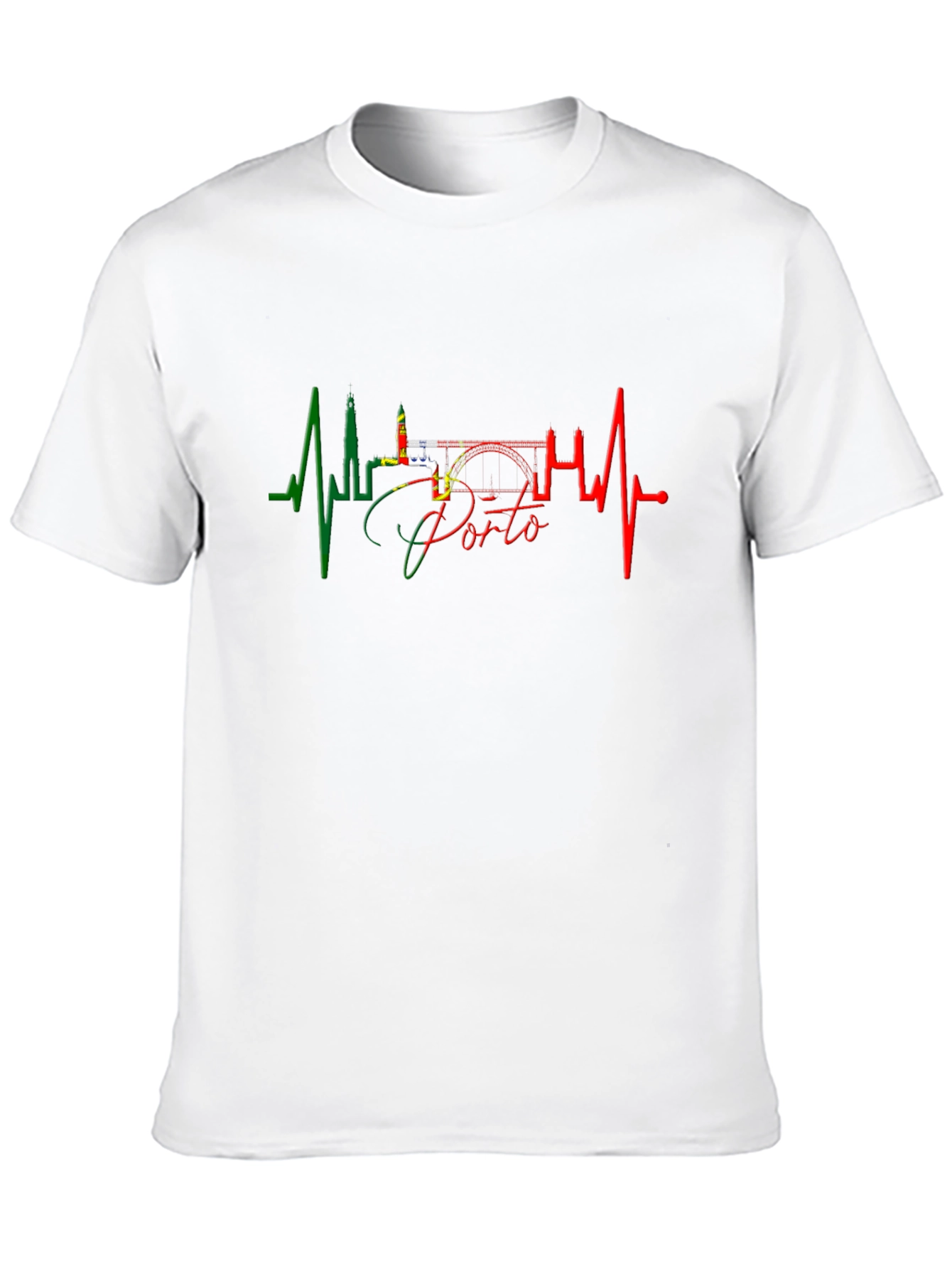 Porto Portugal Heartbeat Graphic Black T-Shirt