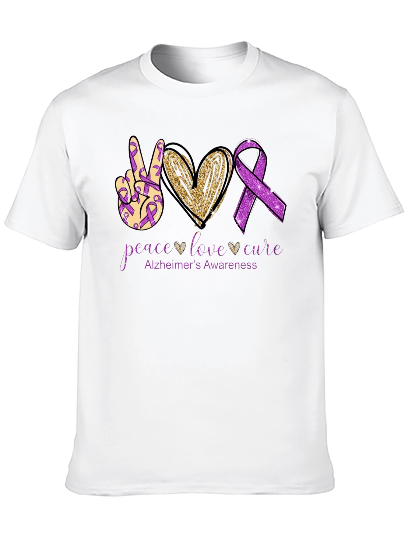 Peace Love Cure Alzheimers Awareness T-Shirt