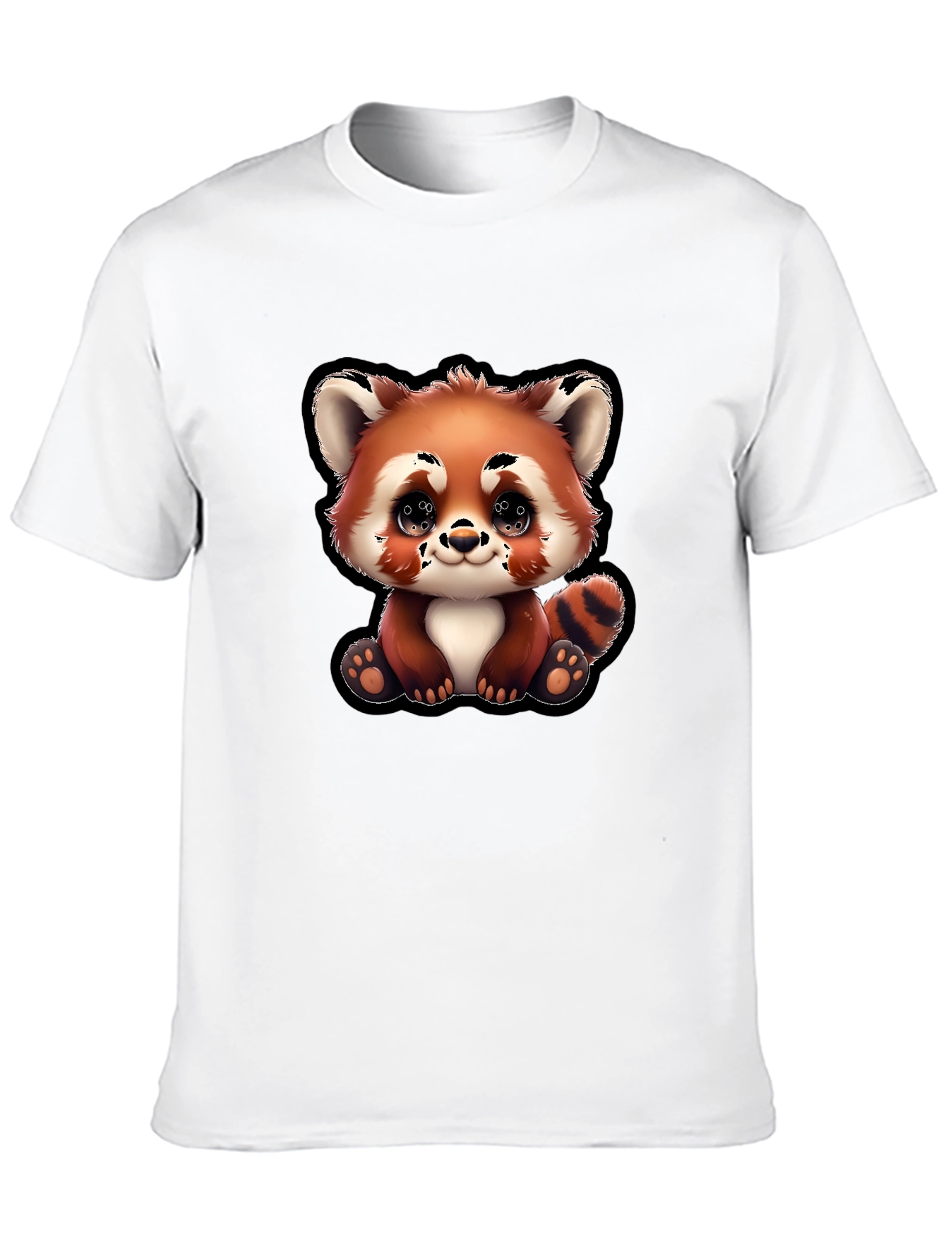 Cute Red Panda Cartoon Black T-Shirt