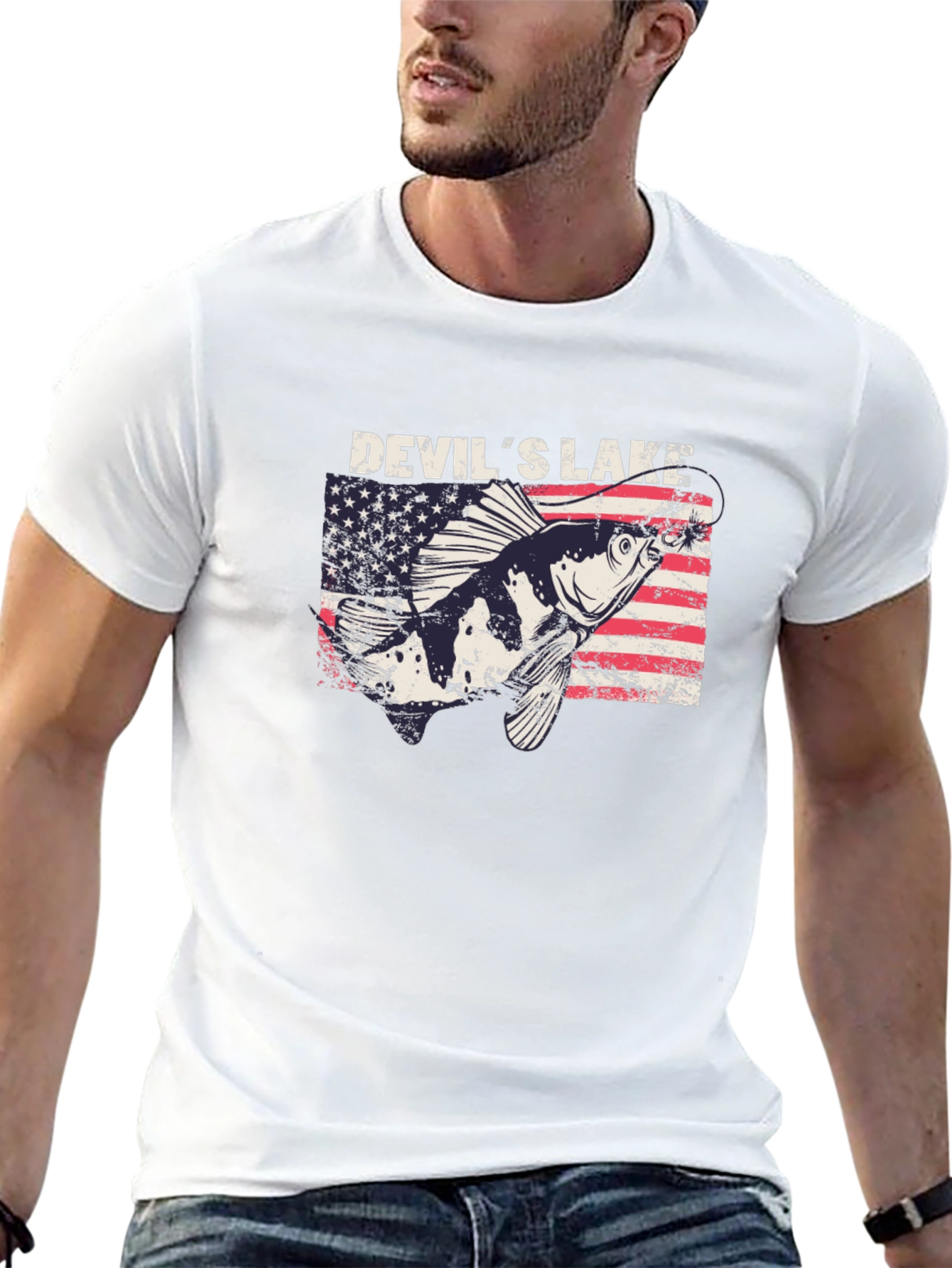 Devils Lake Fishing T-Shirt - Patriotic Angler Tee