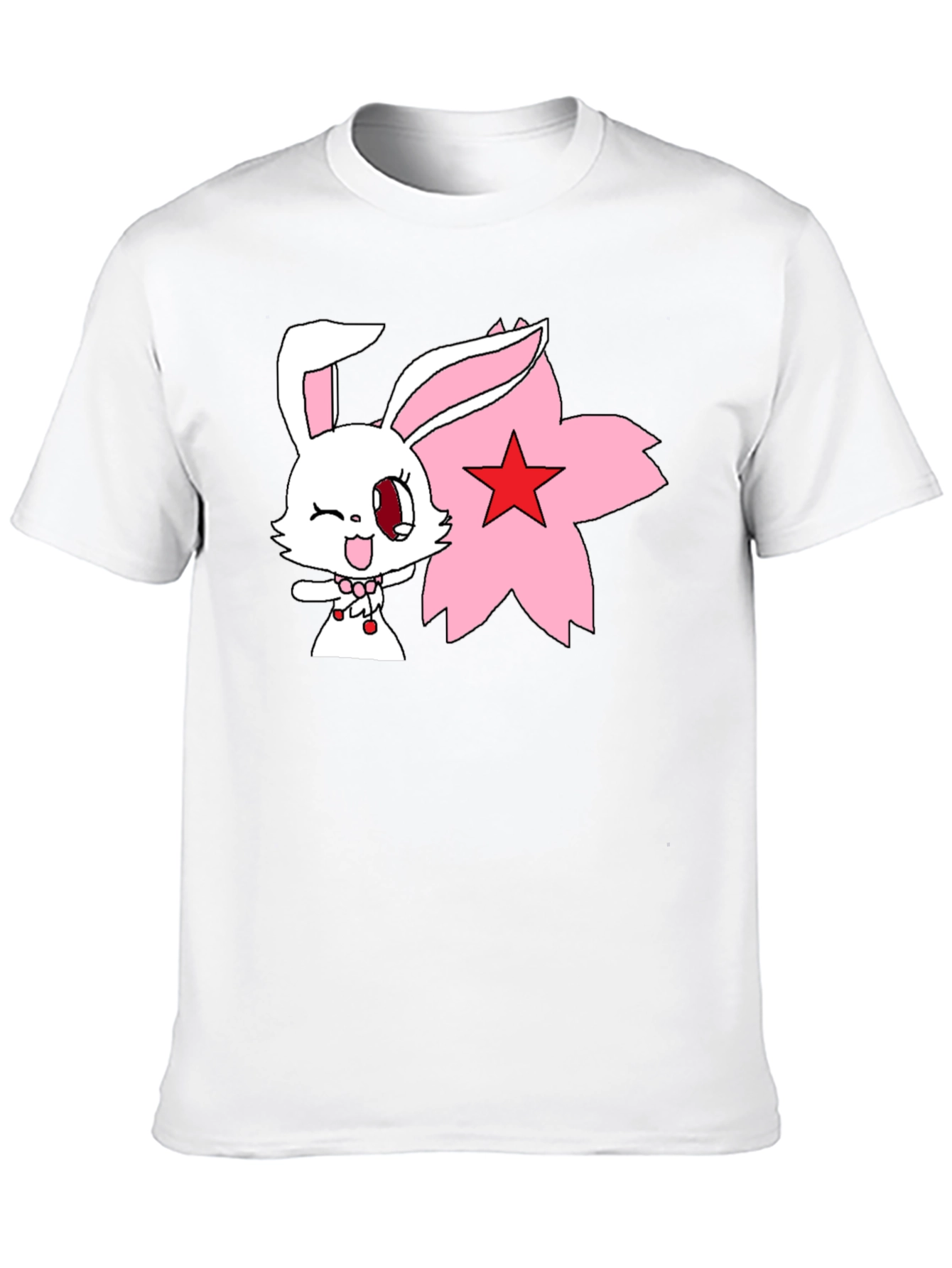 Anime Bunny Graphic Tee - Black Cotton Shirt