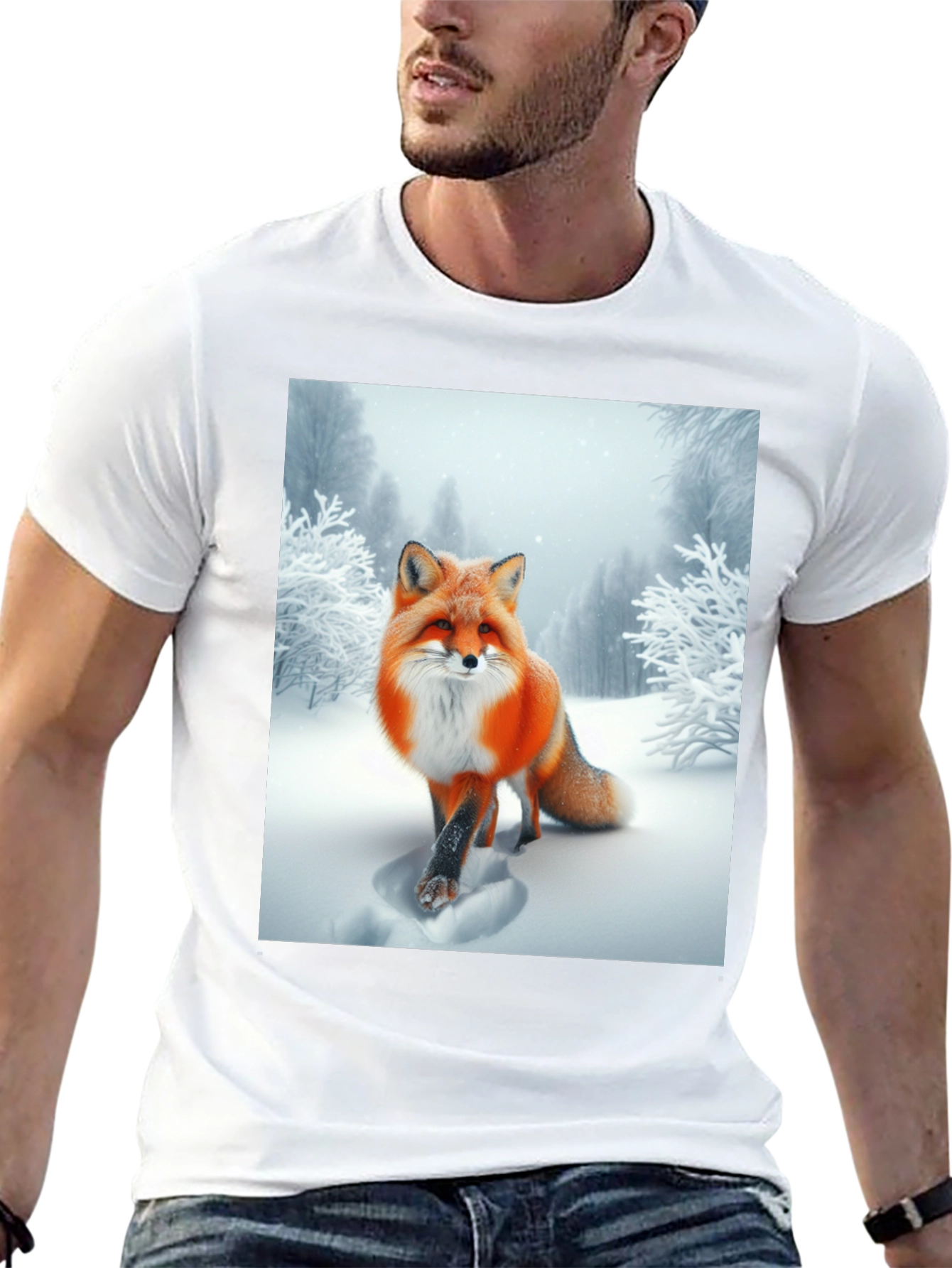 Fox in Snow Graphic Tee - Stylish Unisex T-Shirt