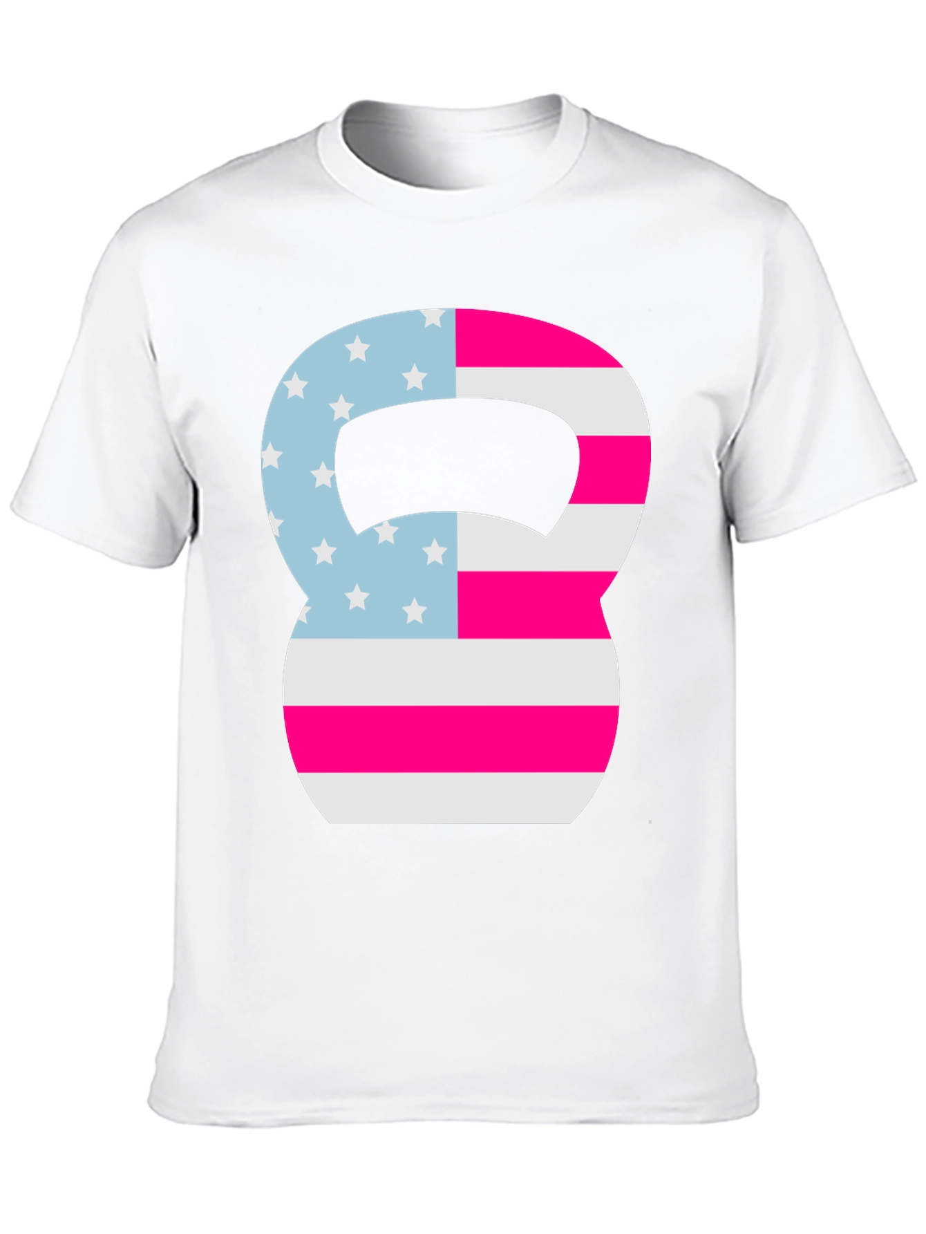 Patriotic Kettlebell Graphic Tee - Fitness USA Flag Shirt