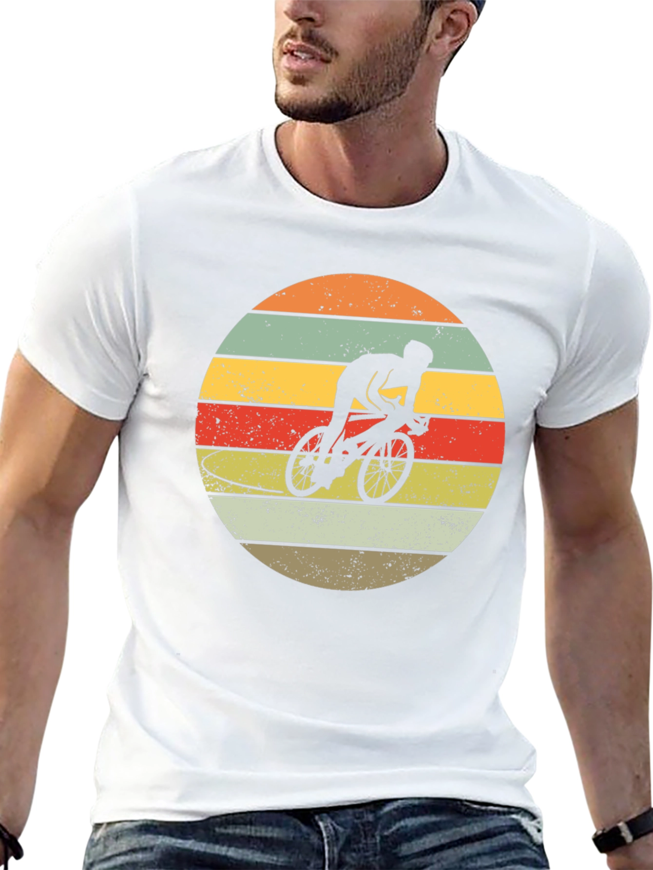 Retro Cyclist Sunset Graphic Tee