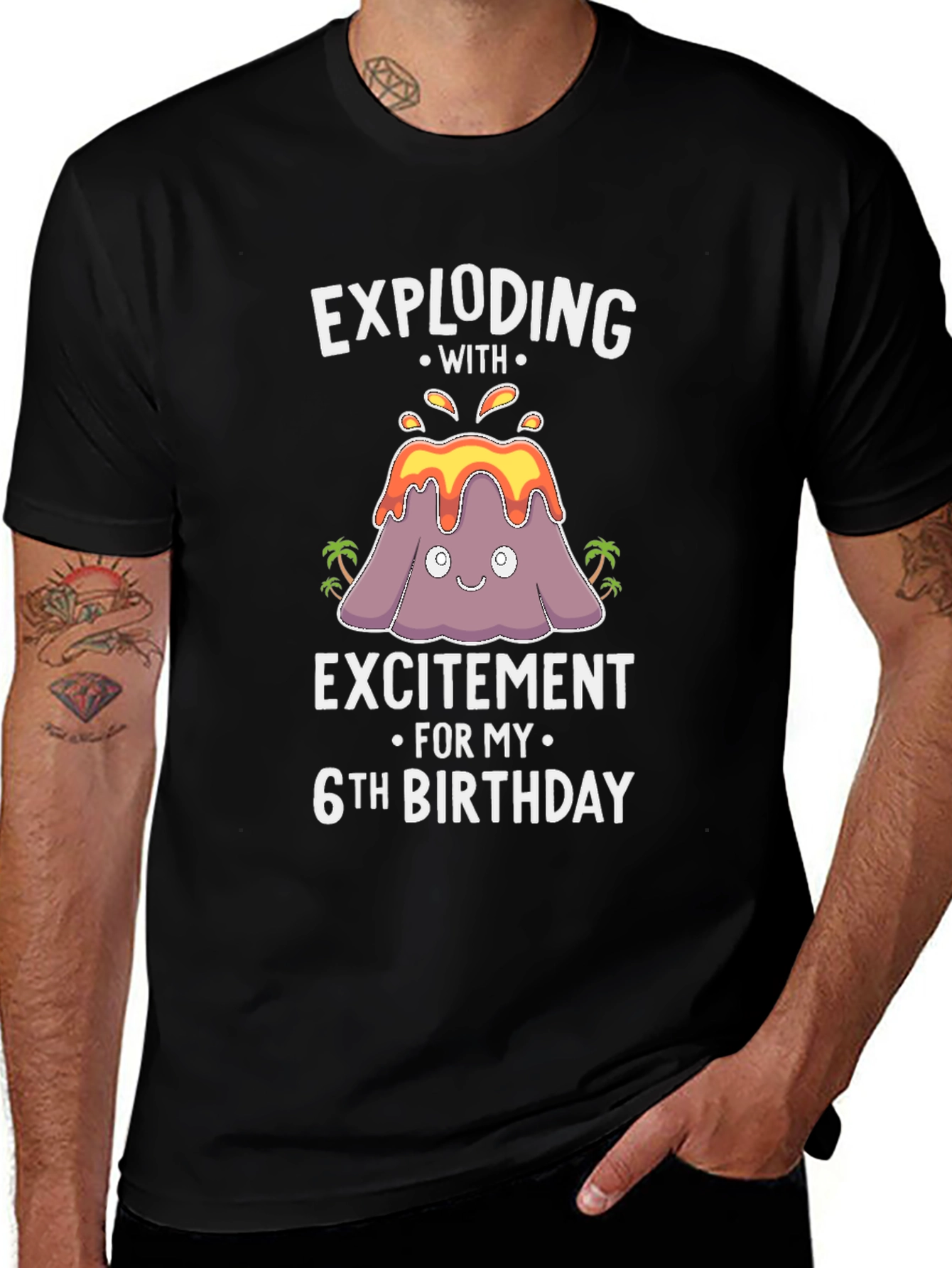Exploding 6th Birthday Volcano T-Shirt