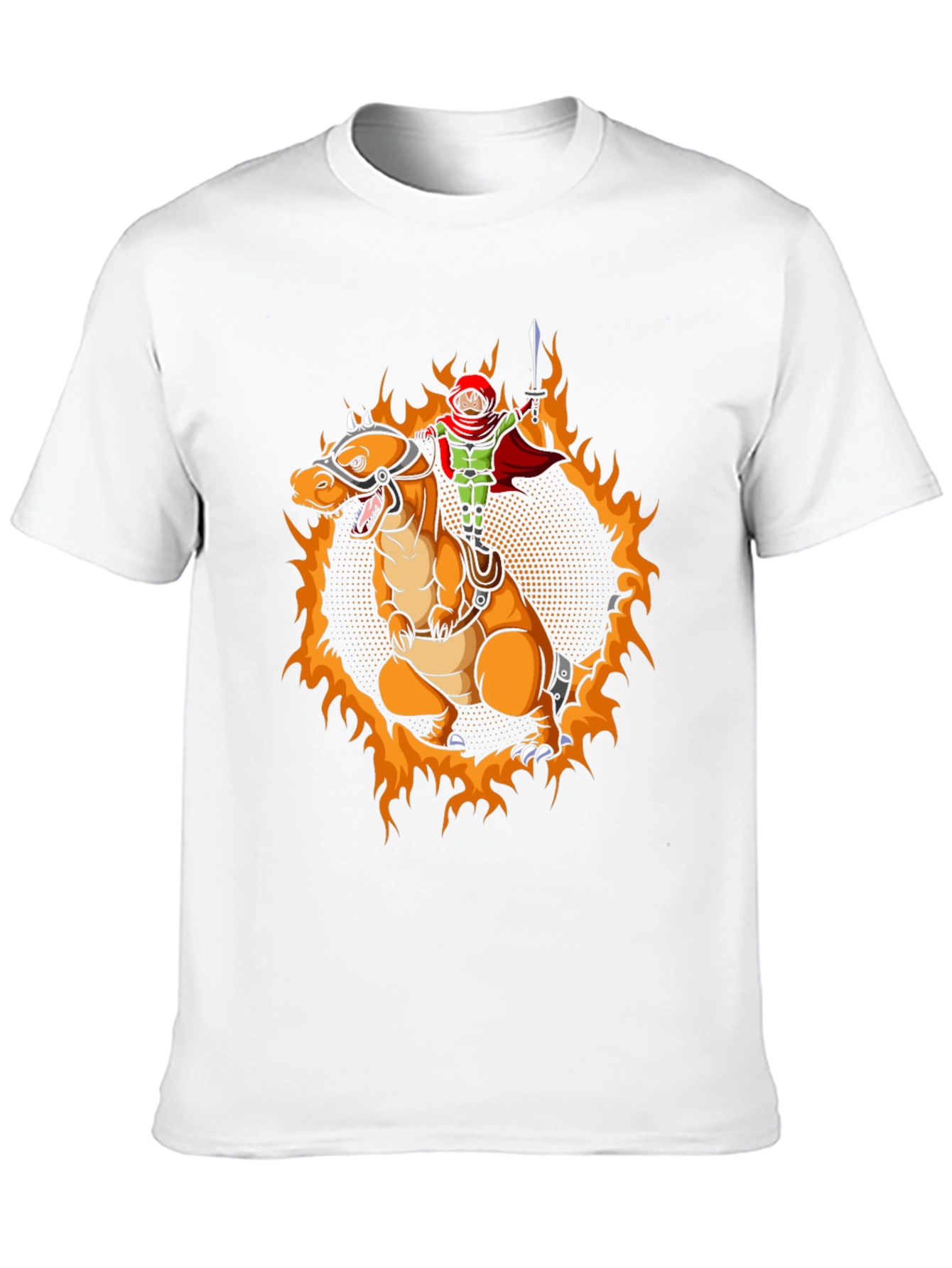 Fiery Dragon Rider Graphic Tee - Black
