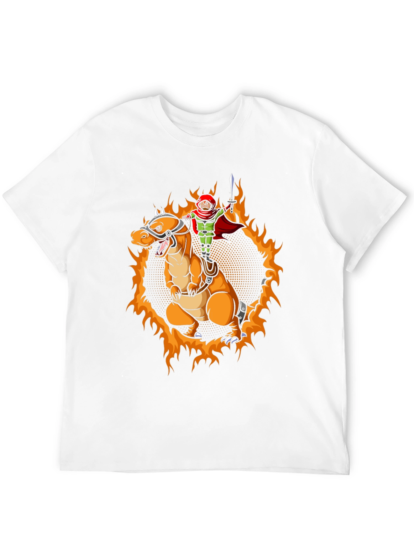 Fiery Dragon Rider Graphic Tee - Black