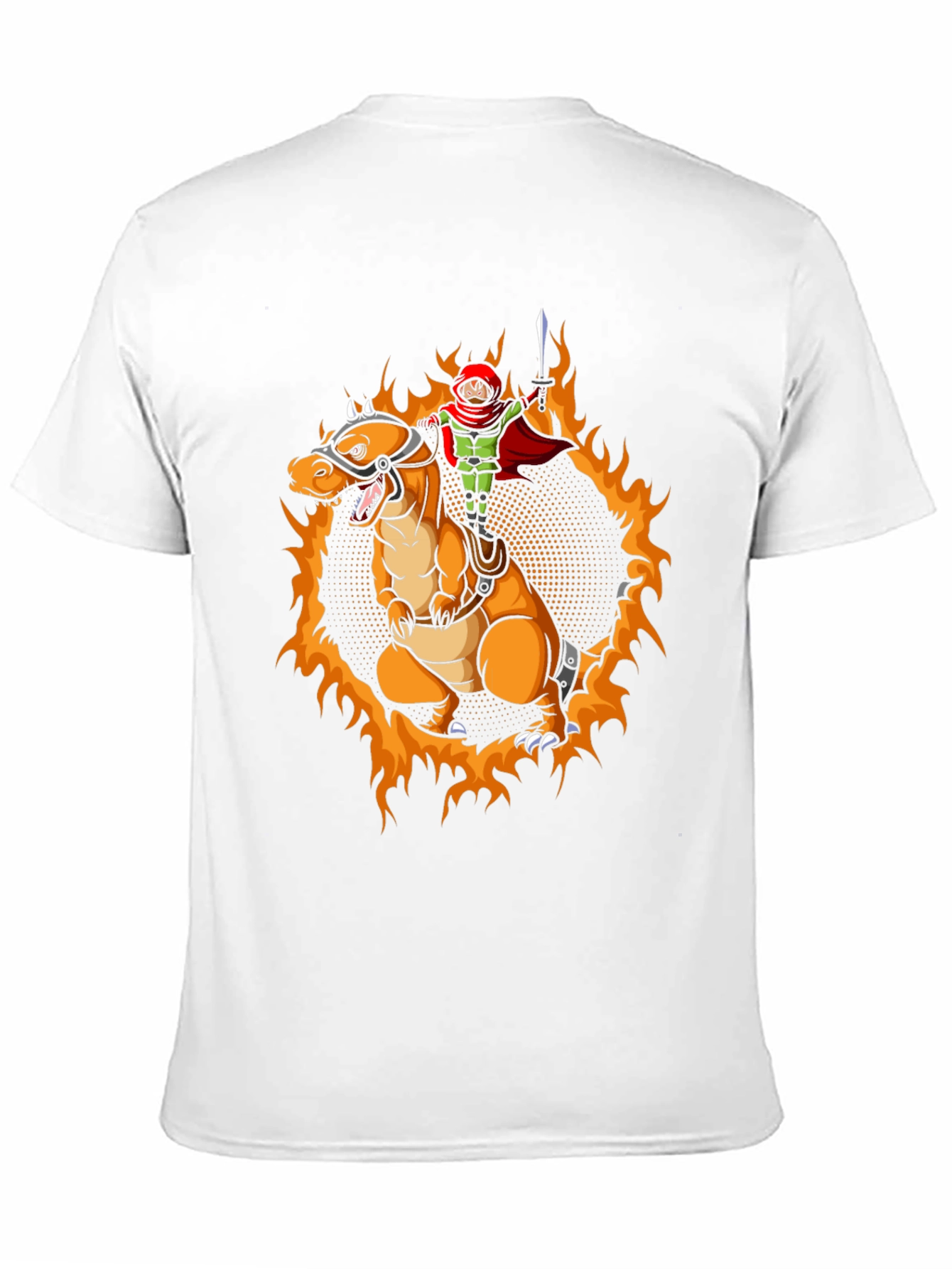 Fiery Dragon Rider Graphic Tee - Black