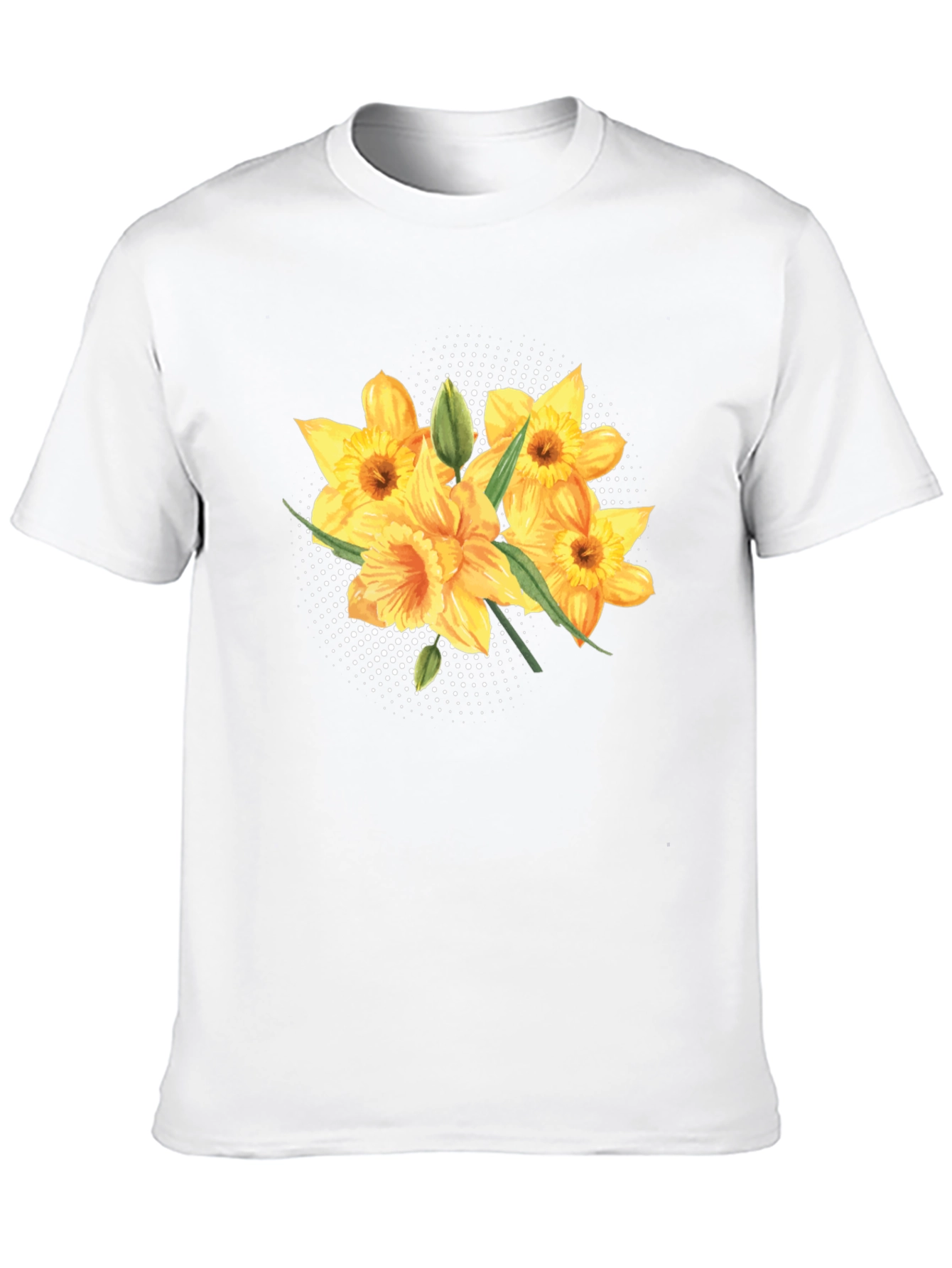 Floral Daffodil Print Black T-Shirt