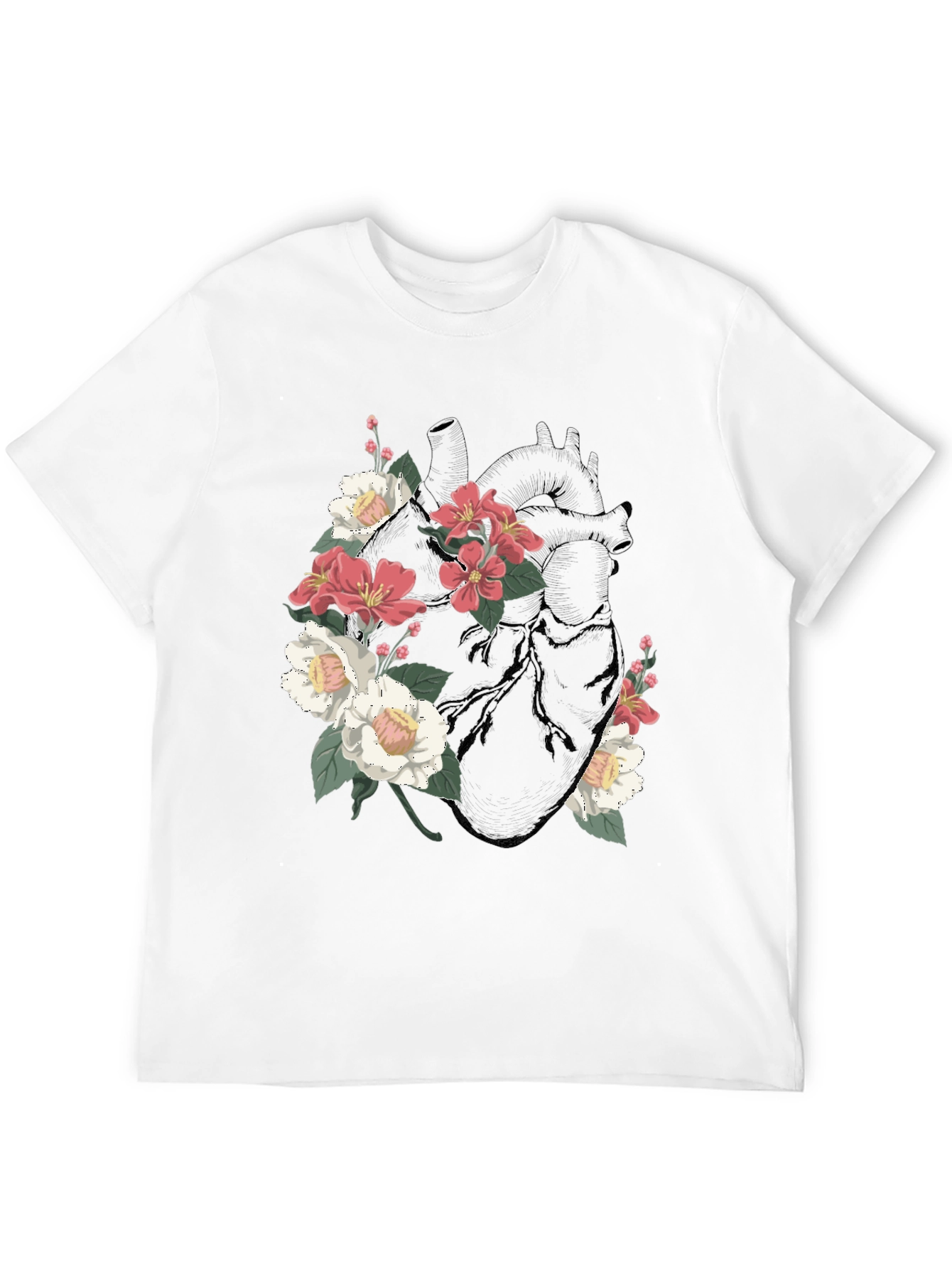 Floral Heart Graphic T-Shirt - Black