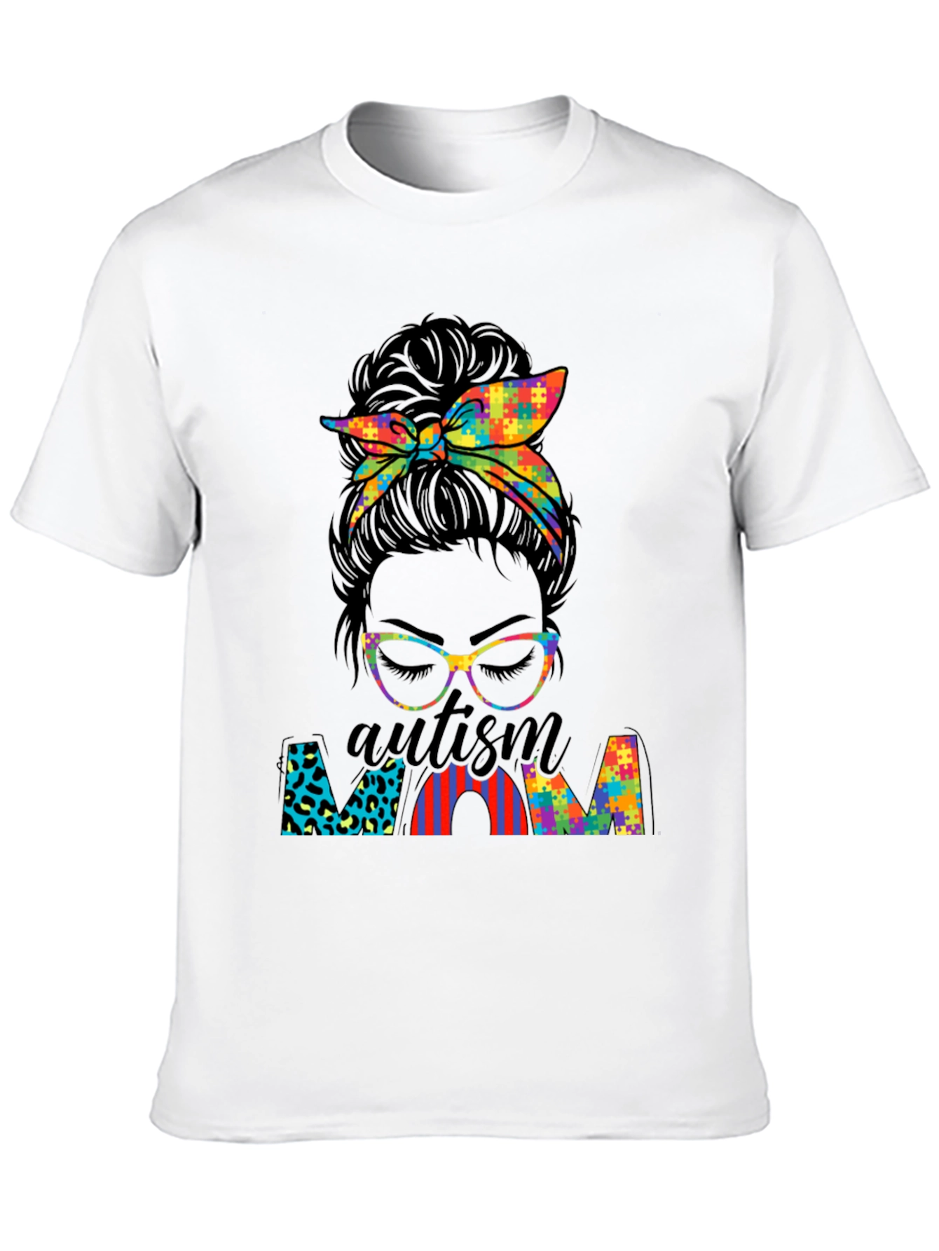 Autism Mom Messy Bun T-Shirt