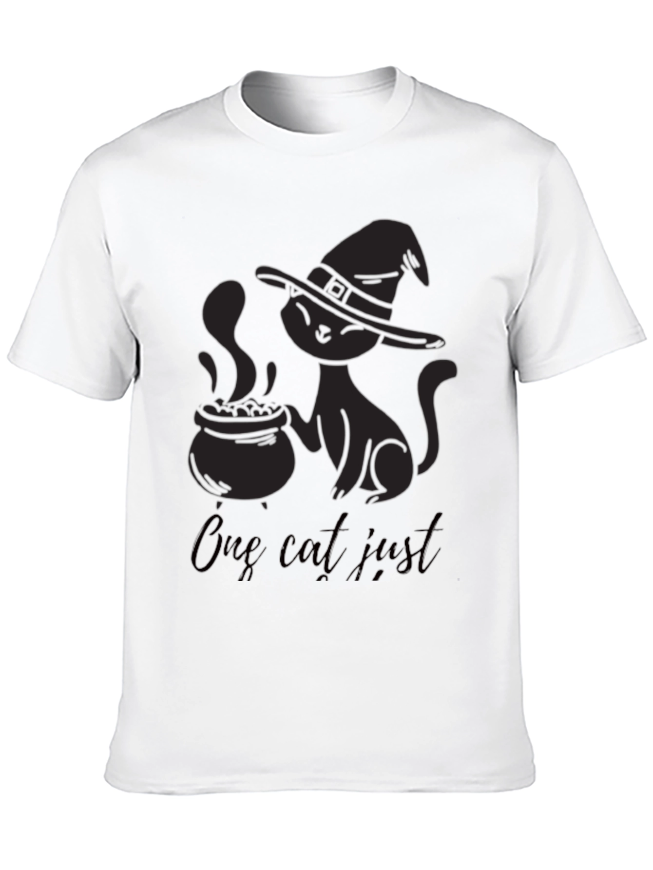 Spooky Black Cat Witch Cauldron Graphic T-Shirt