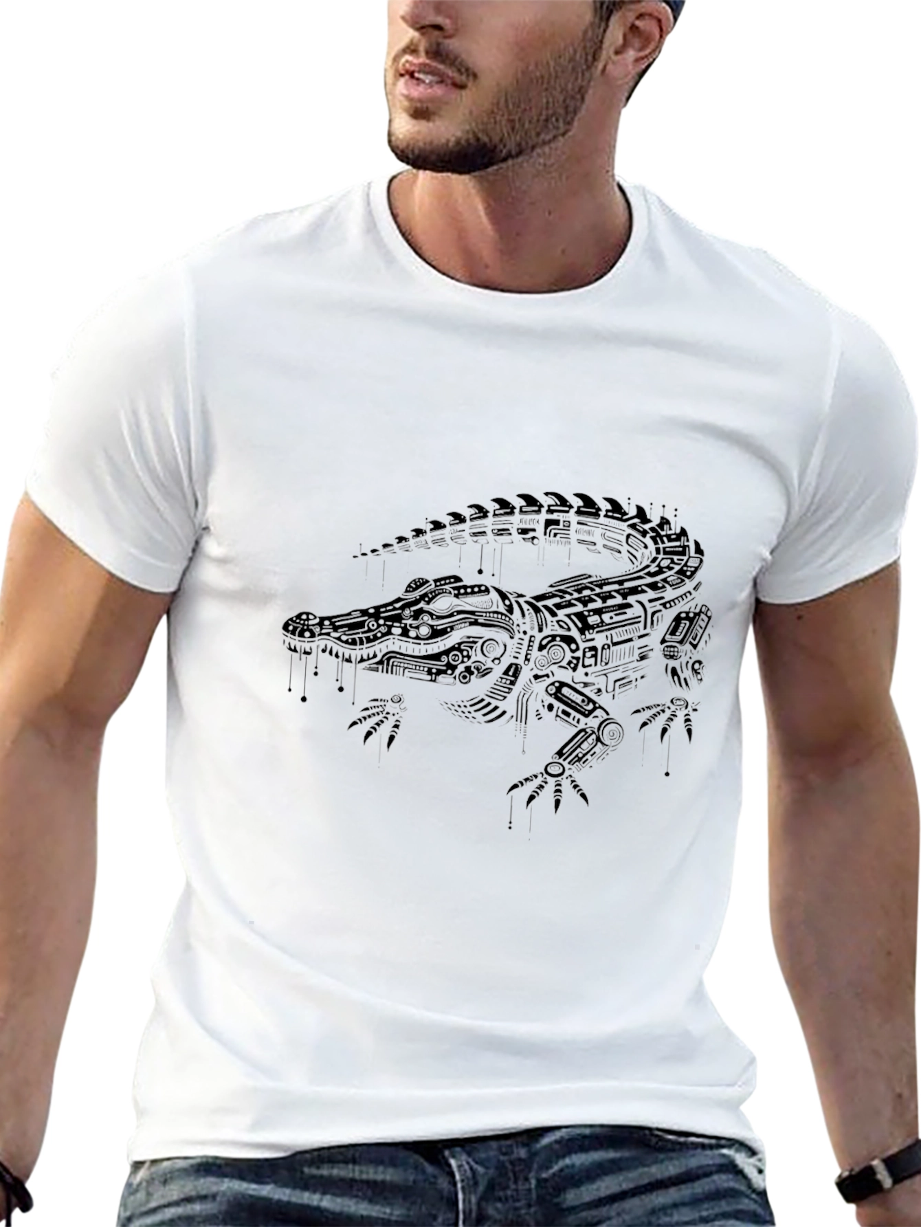 Mechanical Crocodile Graphic Tee - Black