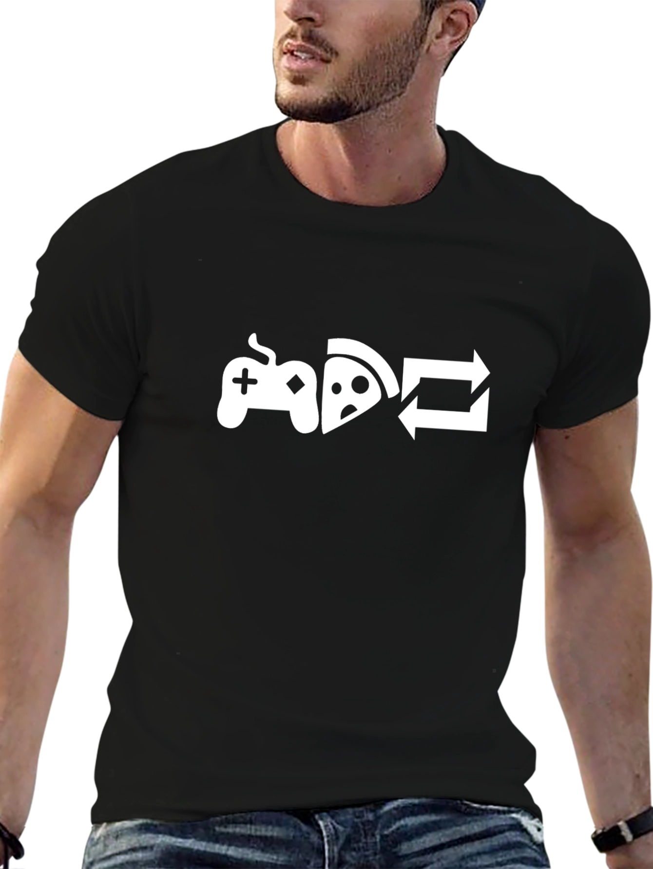 Game Pizza Repeat T-Shirt - Gamers Lifestyle Tee