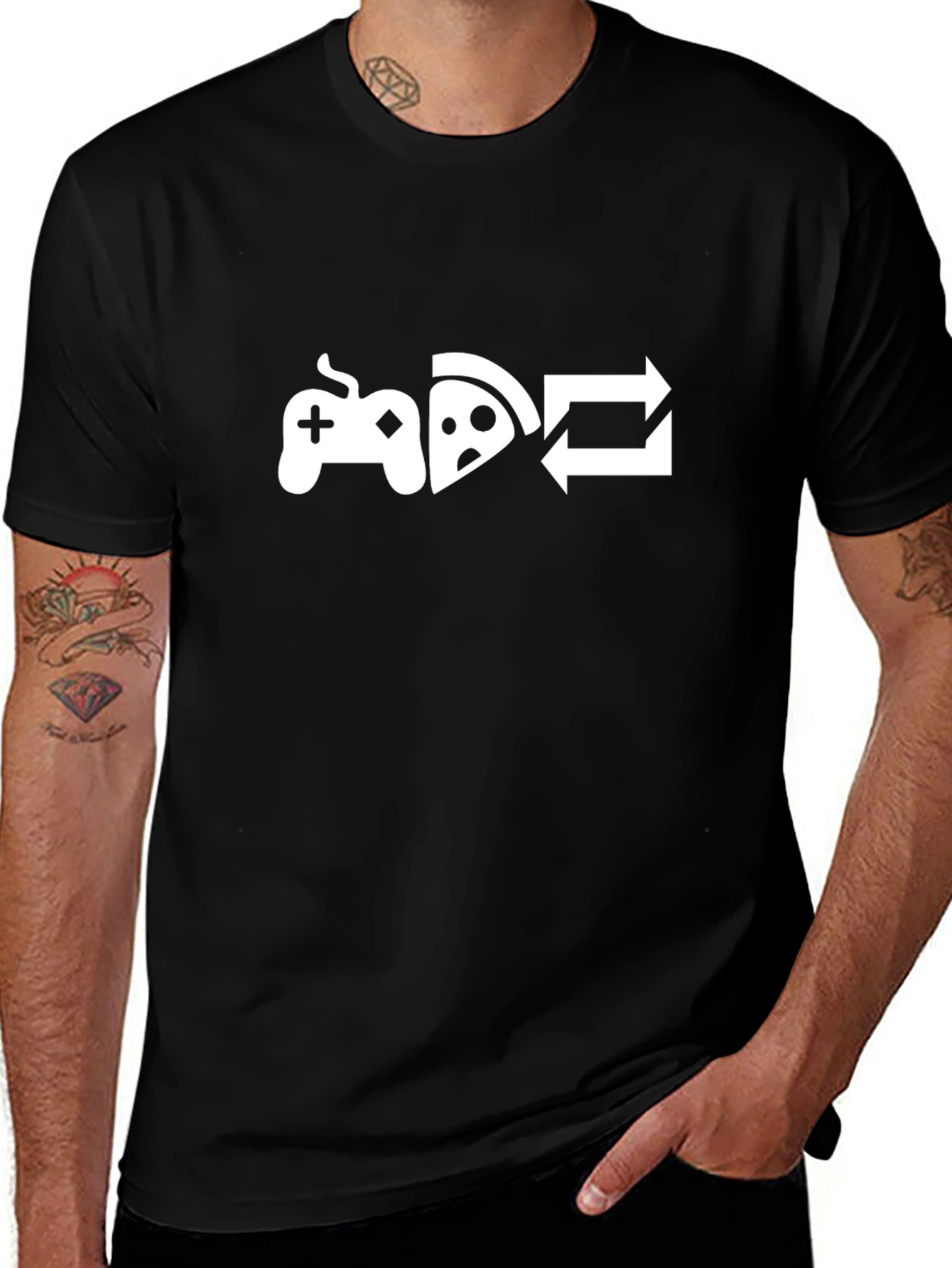 Game Pizza Repeat T-Shirt - Gamers Lifestyle Tee