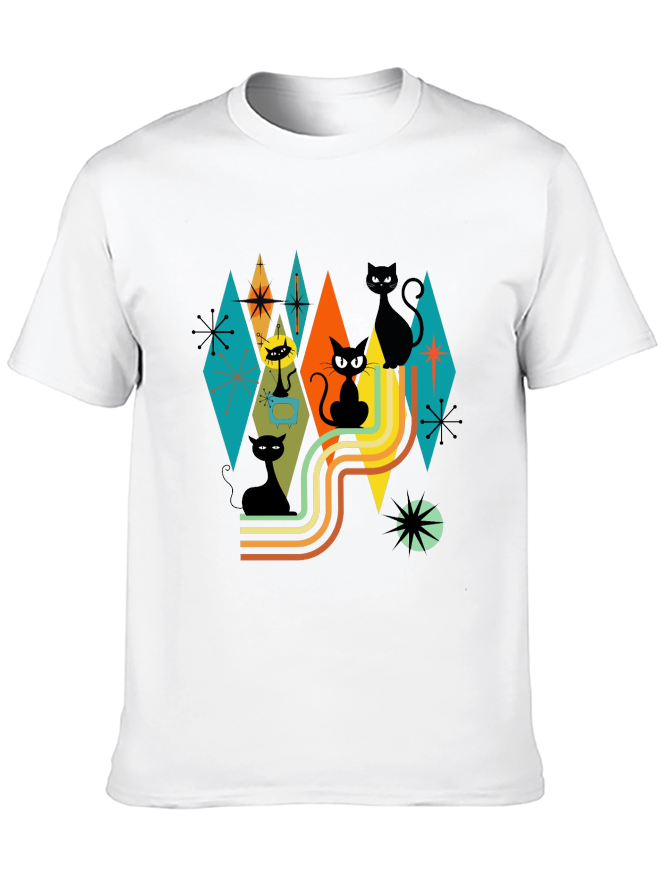 Retro Atomic Cats T-Shirt Black