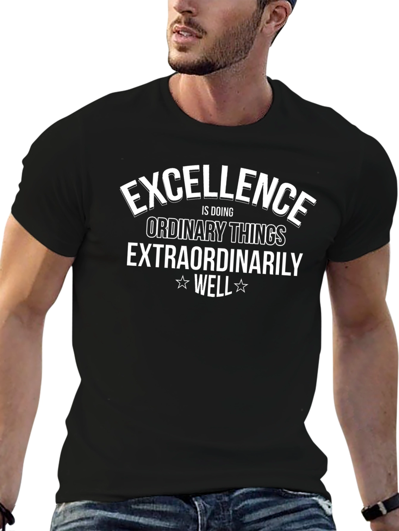 Excellence Quote T-Shirt - Black Cotton Tee