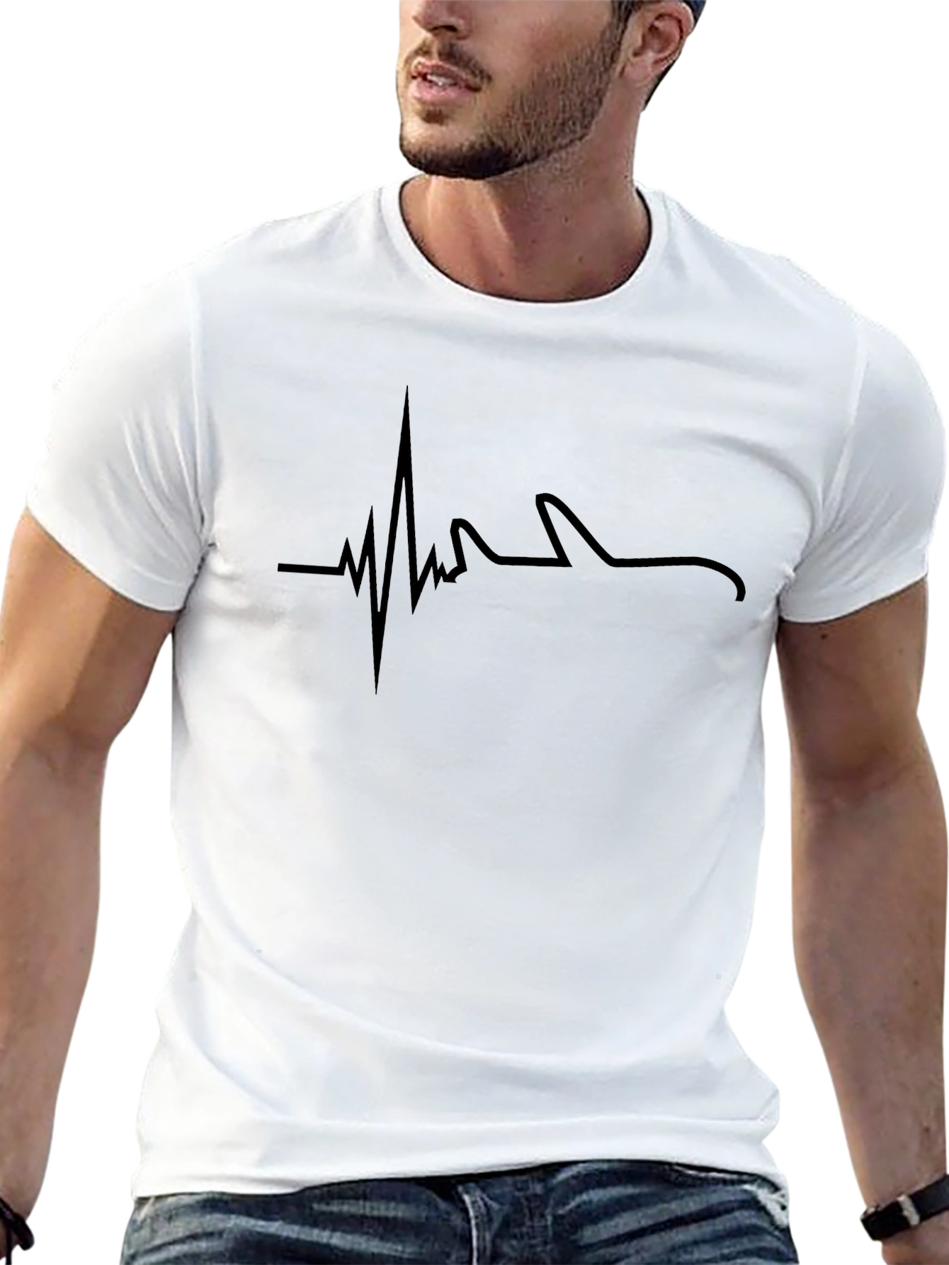 Heartbeat Shark Graphic Tee - Unique Novelty T-Shirt