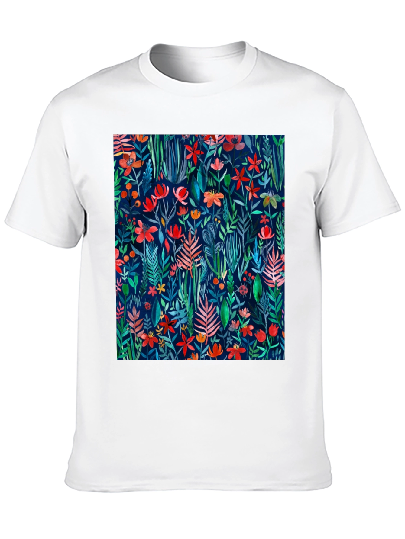 Floral Print T-Shirt - Artistic Botanical Design