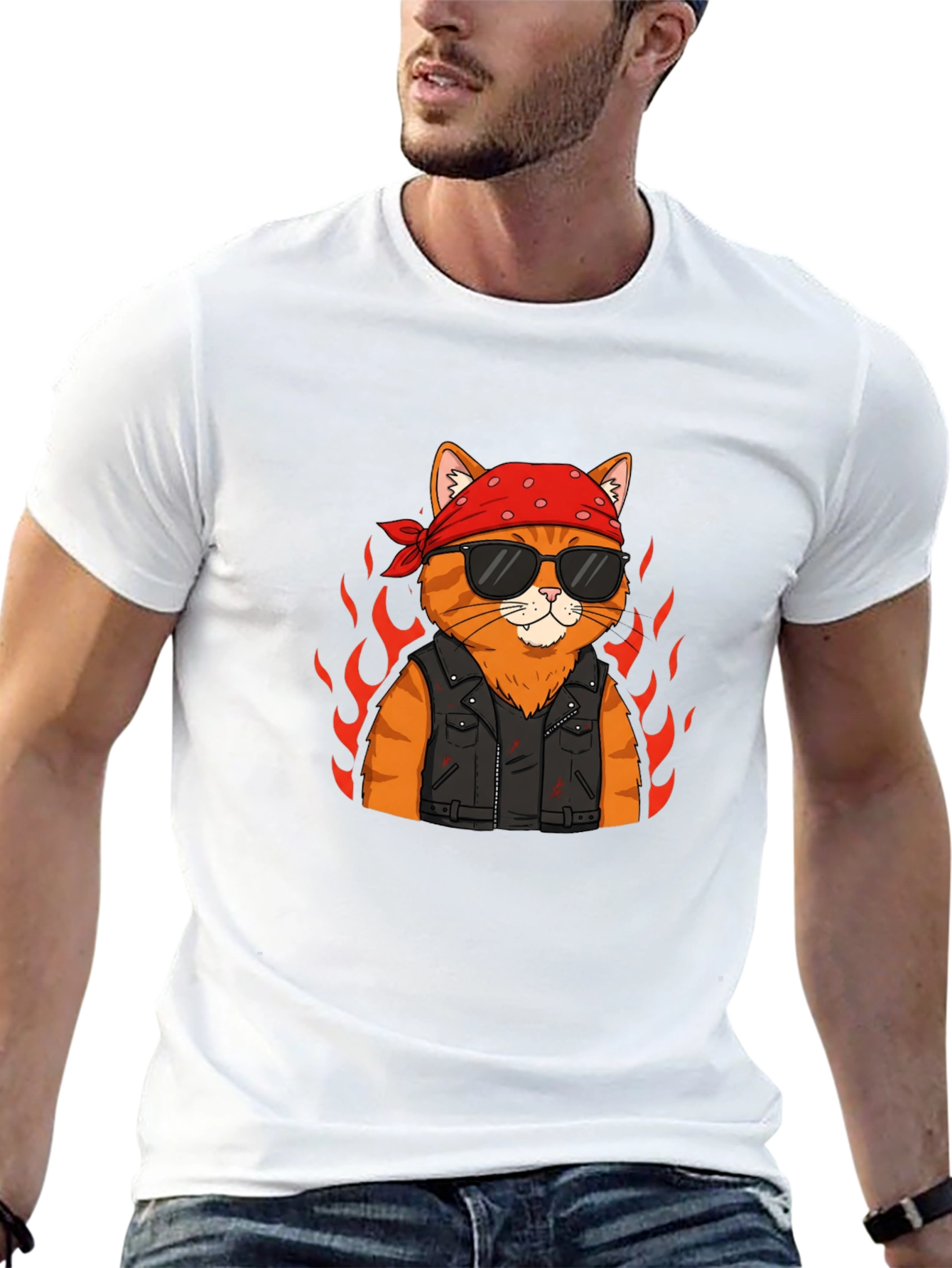 Cool Cat Biker T-Shirt - Ride in Style