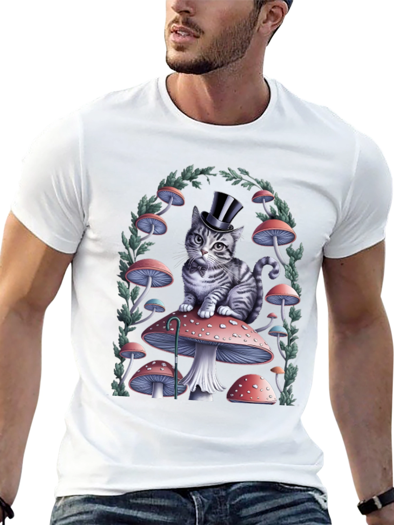 Cat on Mushroom T-Shirt