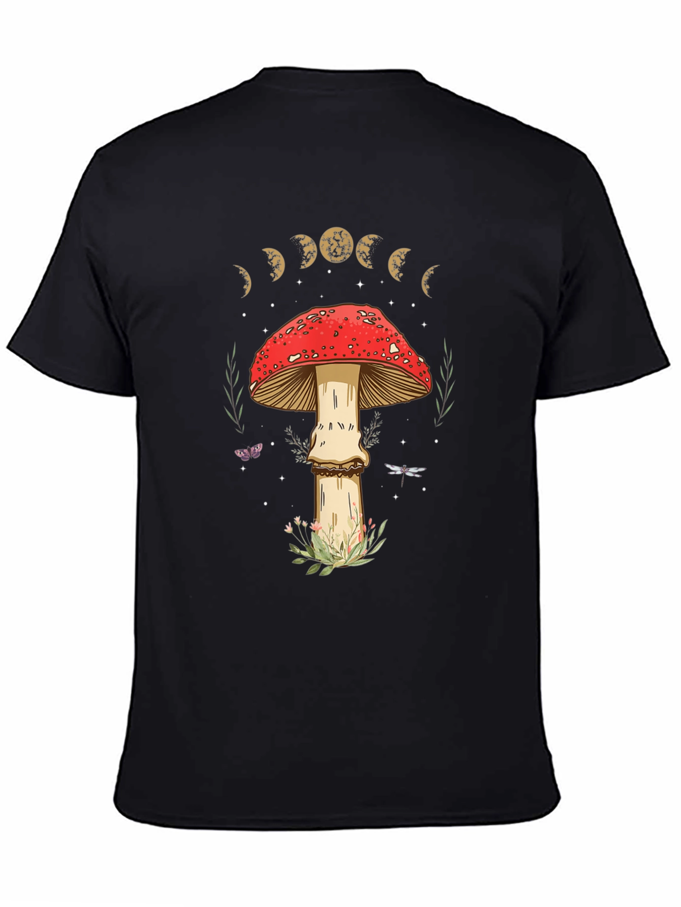 Mushroom Moon Phase Graphic Tee - Nature Lover Shirt