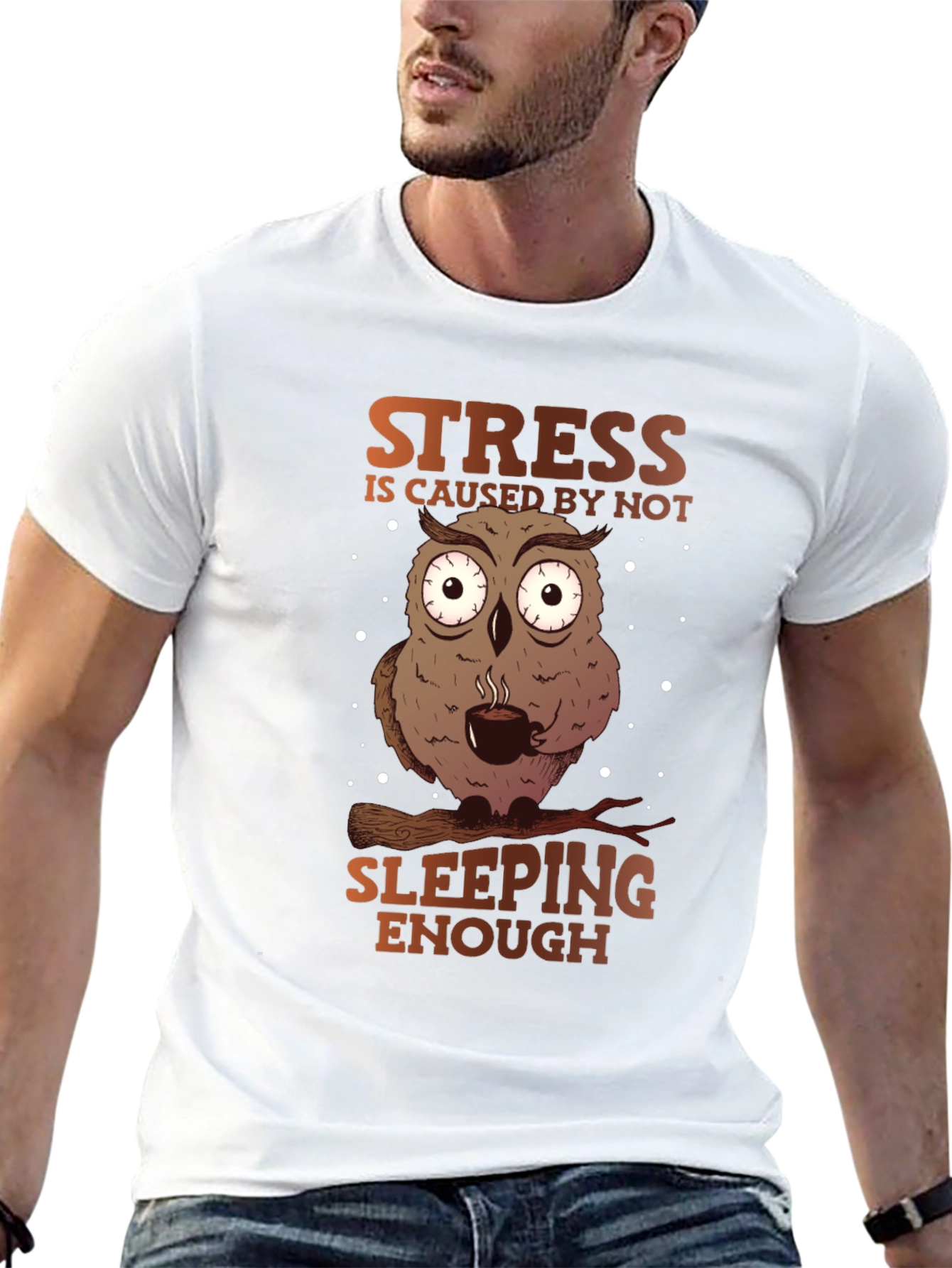 Funny Owl Stress T-Shirt - Sleep Deprived Humor