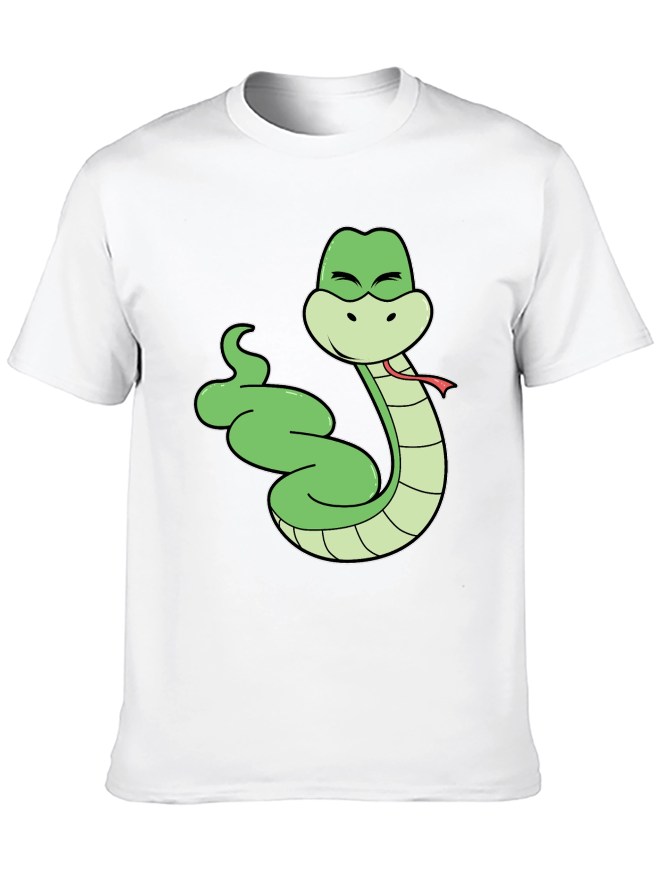 Cartoon Snake T-Shirt - Black Cotton Tee