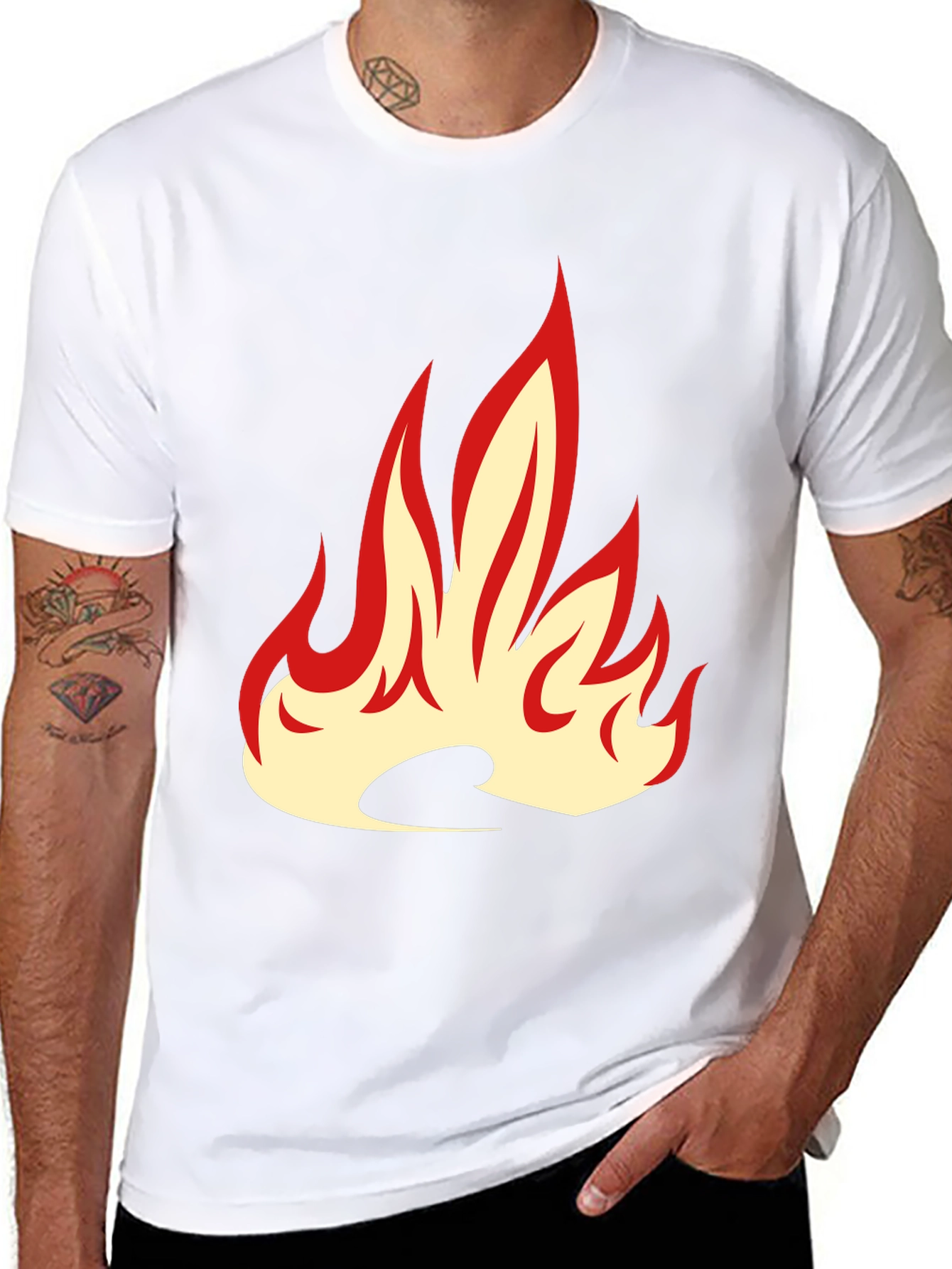 Fiery Flame Graphic Tee - Bold Black T-Shirt