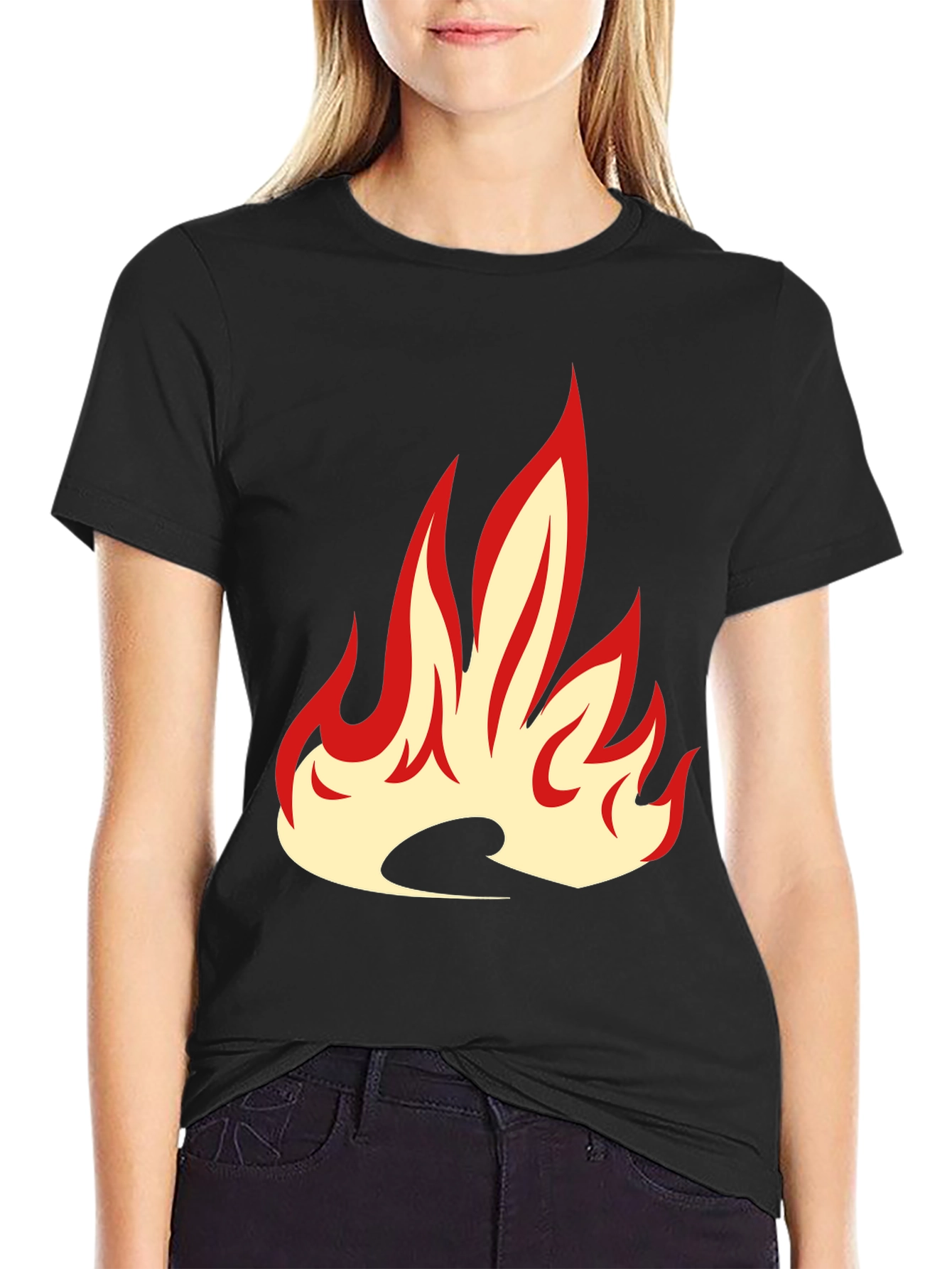 Fiery Flame Graphic Tee - Bold Black T-Shirt
