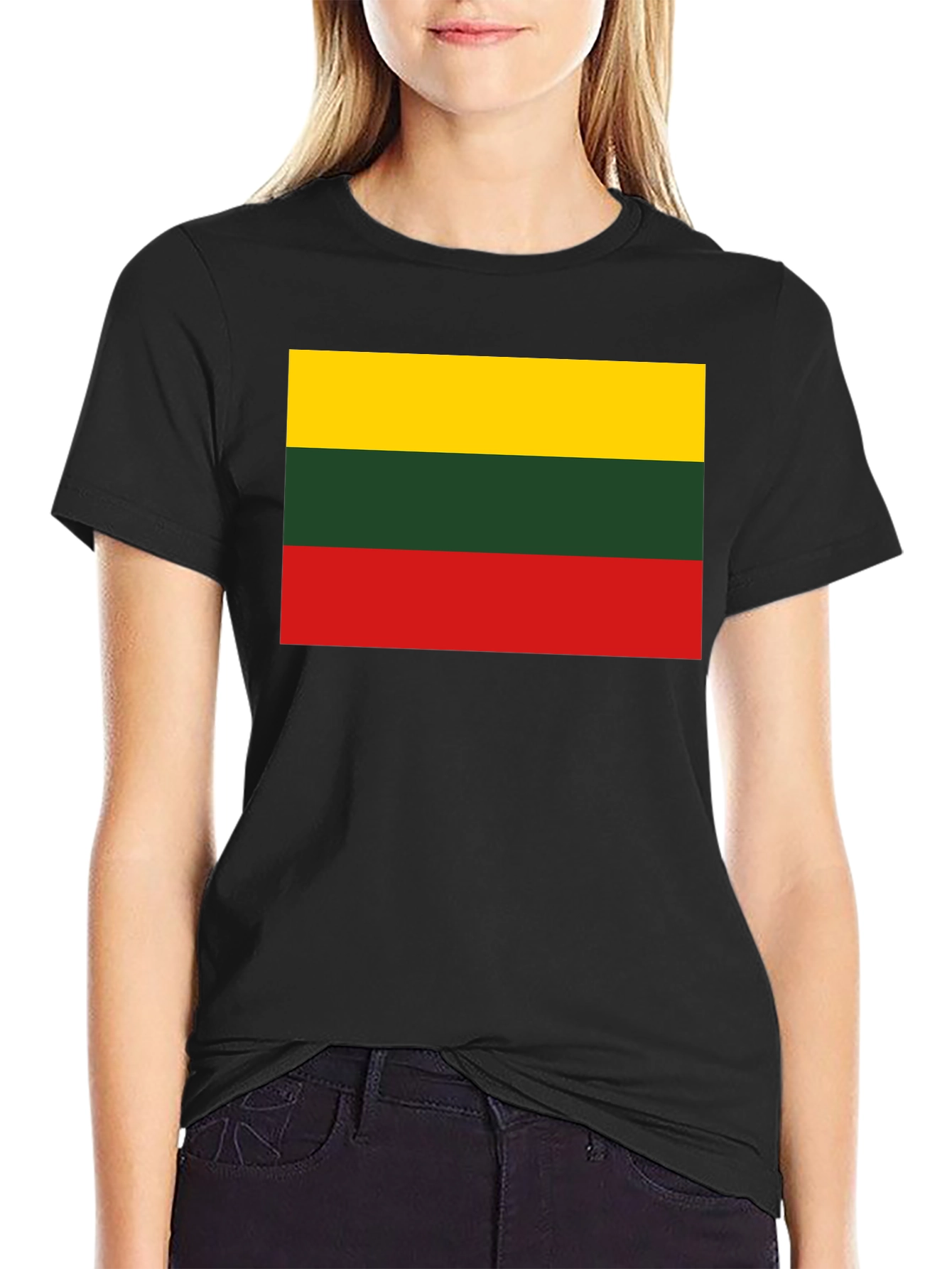 Lithuanian Flag T-Shirt - Black Crew Neck Tee