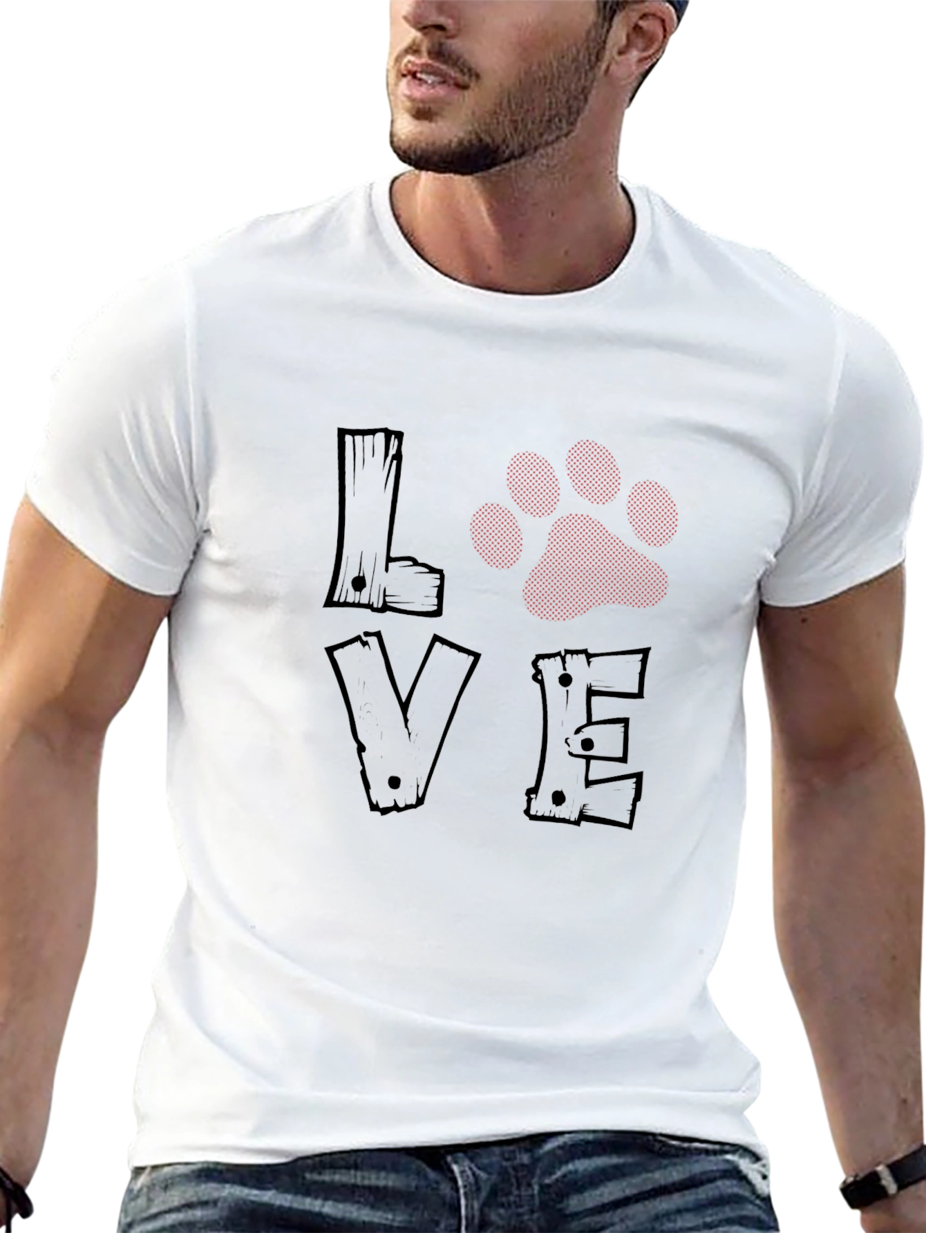Love Paw Print Graphic Tee - Pet Lover Shirt