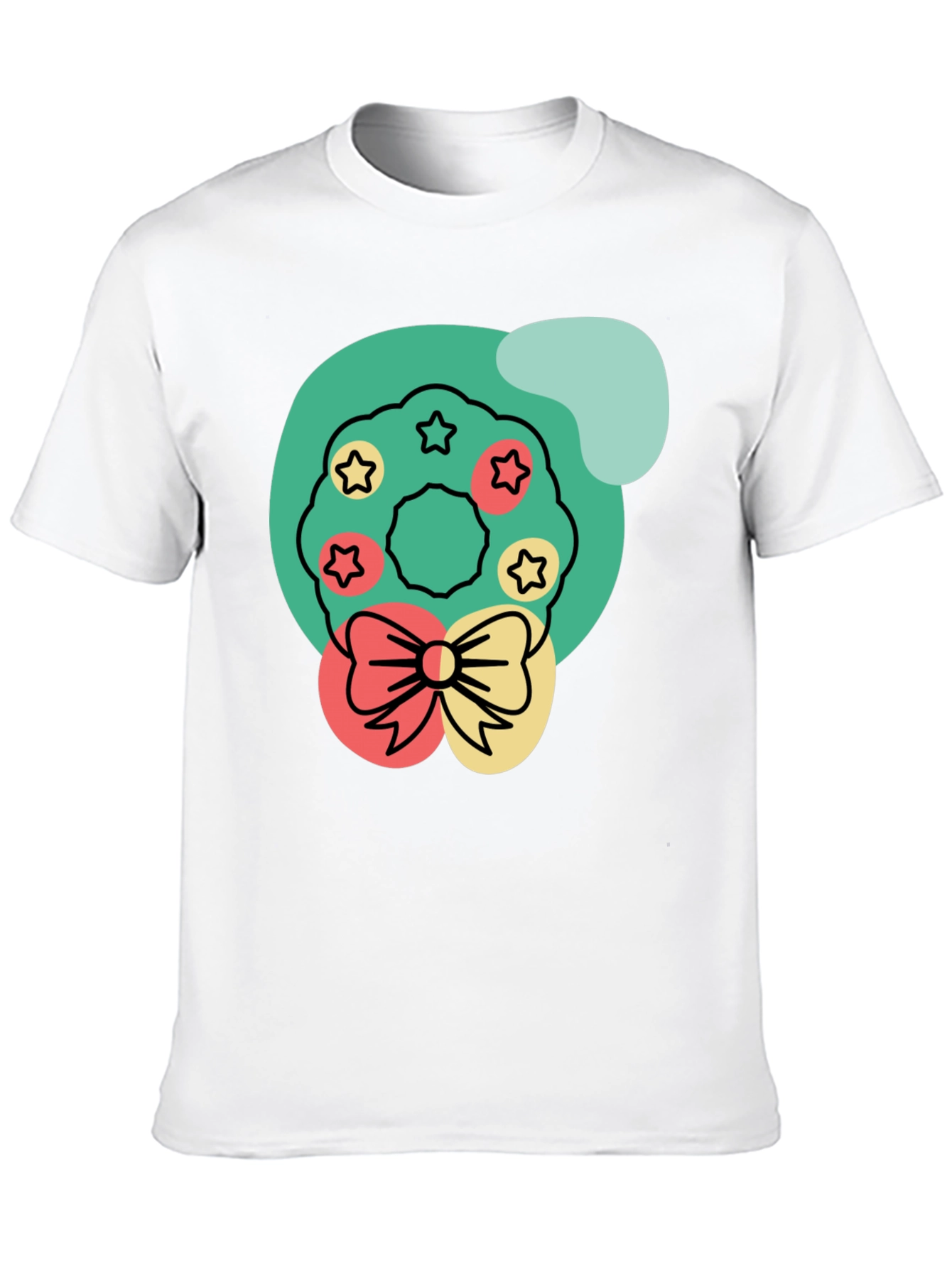 Festive Wreath Graphic Tee - Holiday Cheer T-Shirt