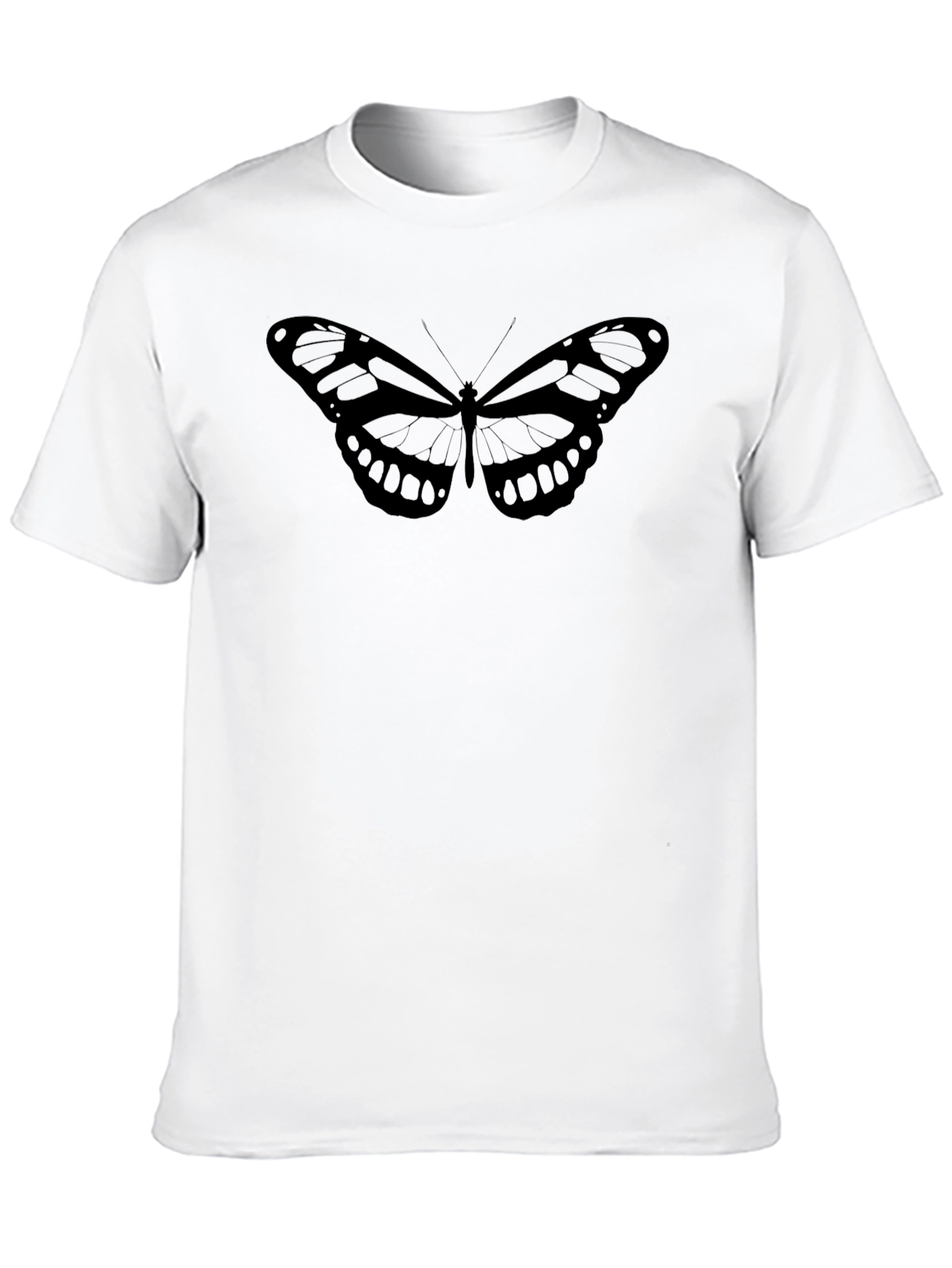 Butterfly Graphic Tee - Black Cotton Casual Shirt