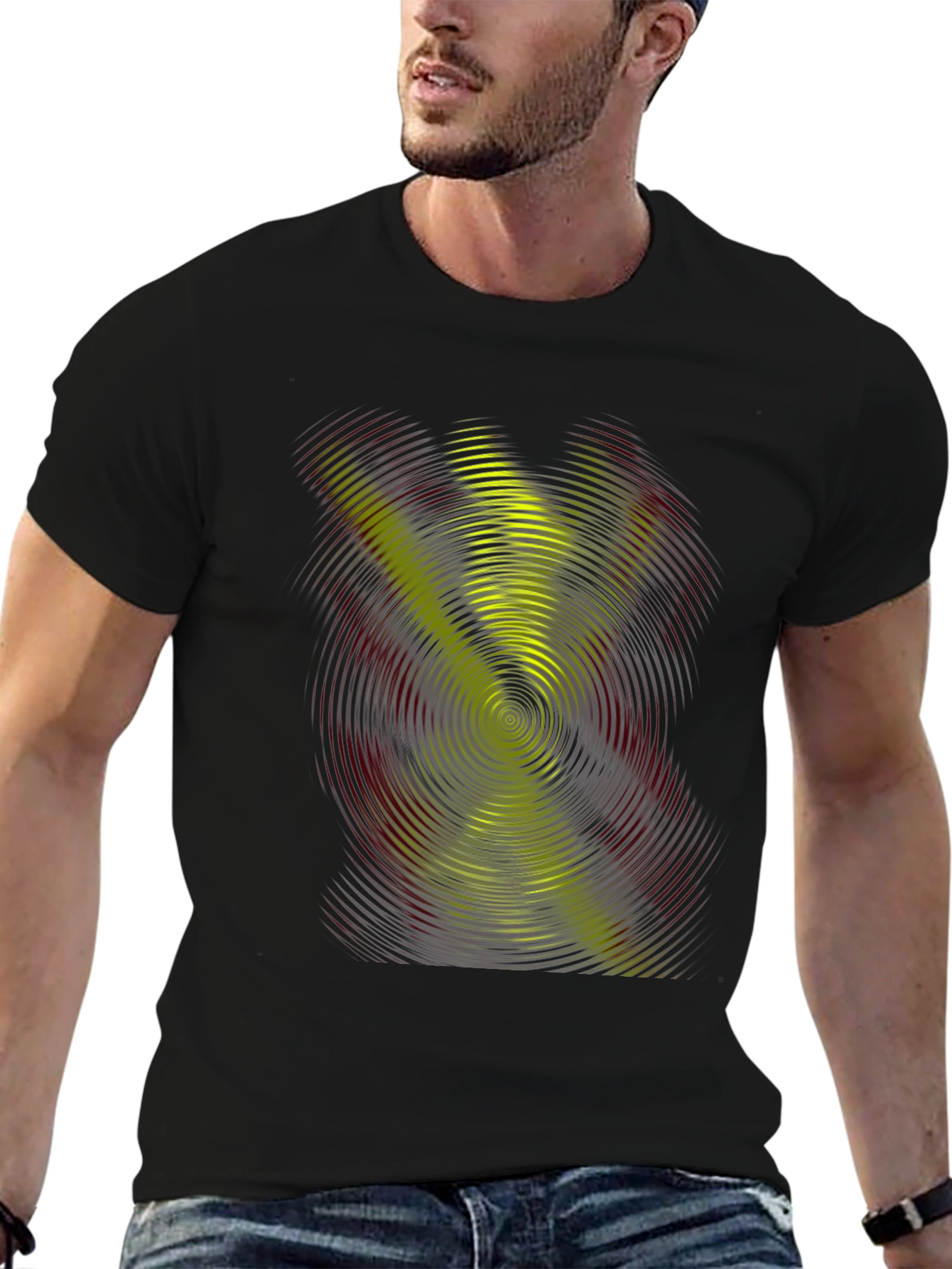 Abstract Swirl Graphic Tee - Black Casual Shirt