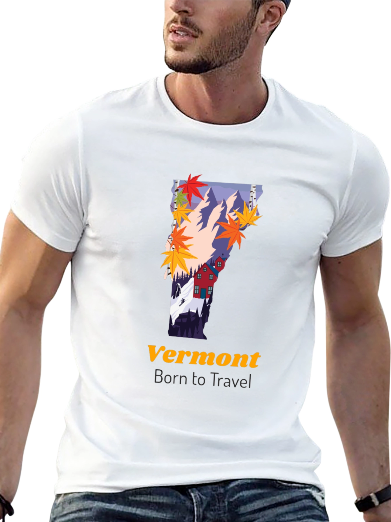 Vermont Travel T-Shirt - Fall Foliage Design