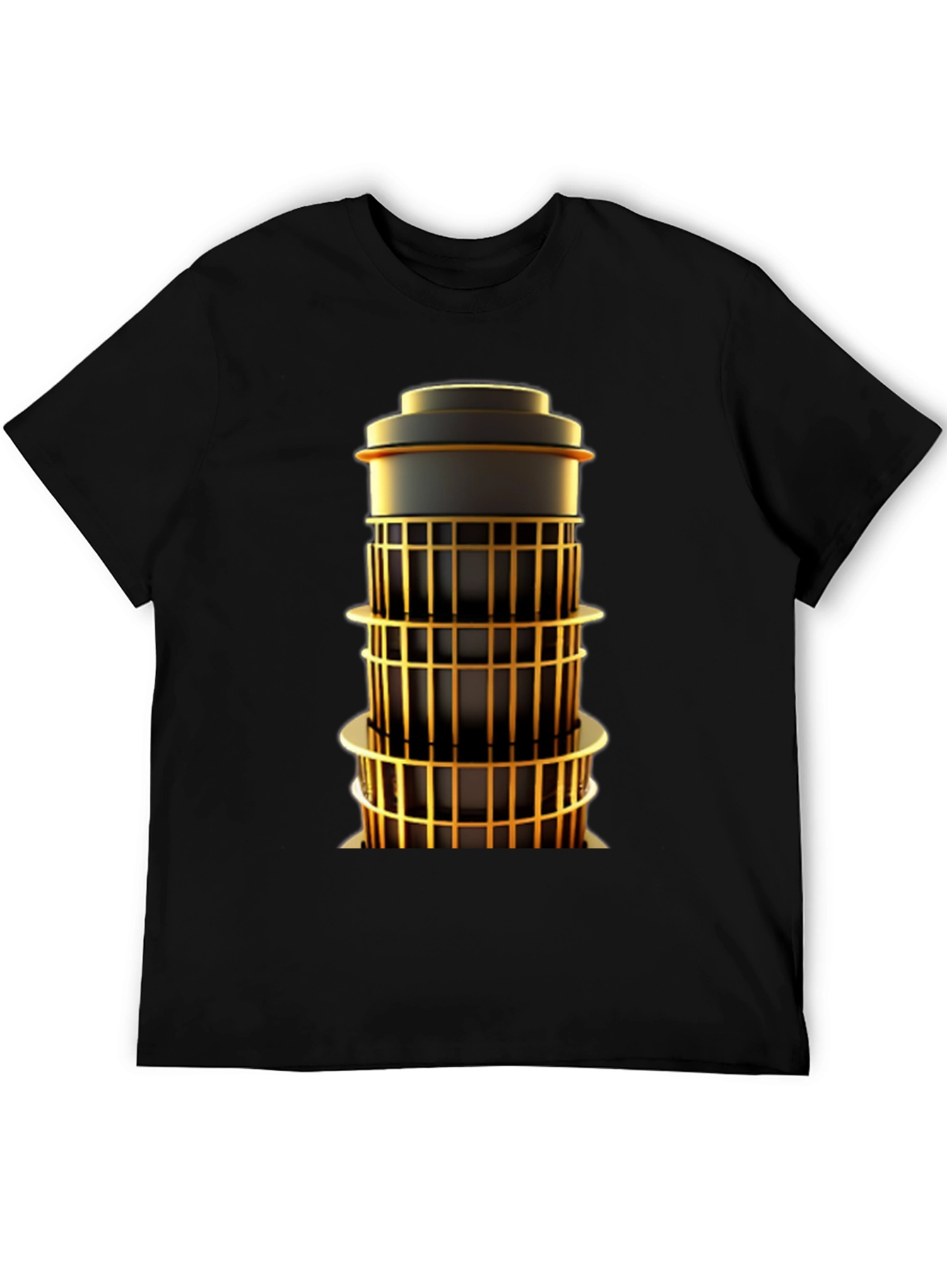 Geometric Tower Graphic Tee - Modern Art Shirt