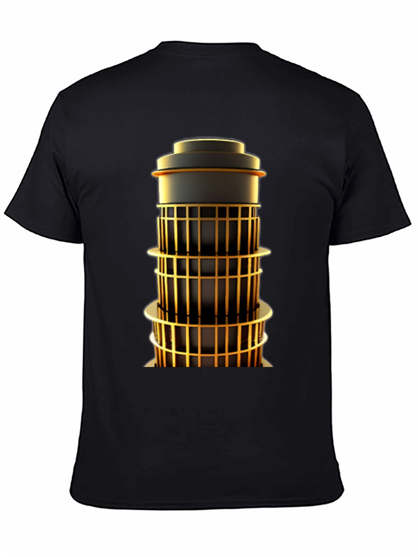 Geometric Tower Graphic Tee - Modern Art Shirt