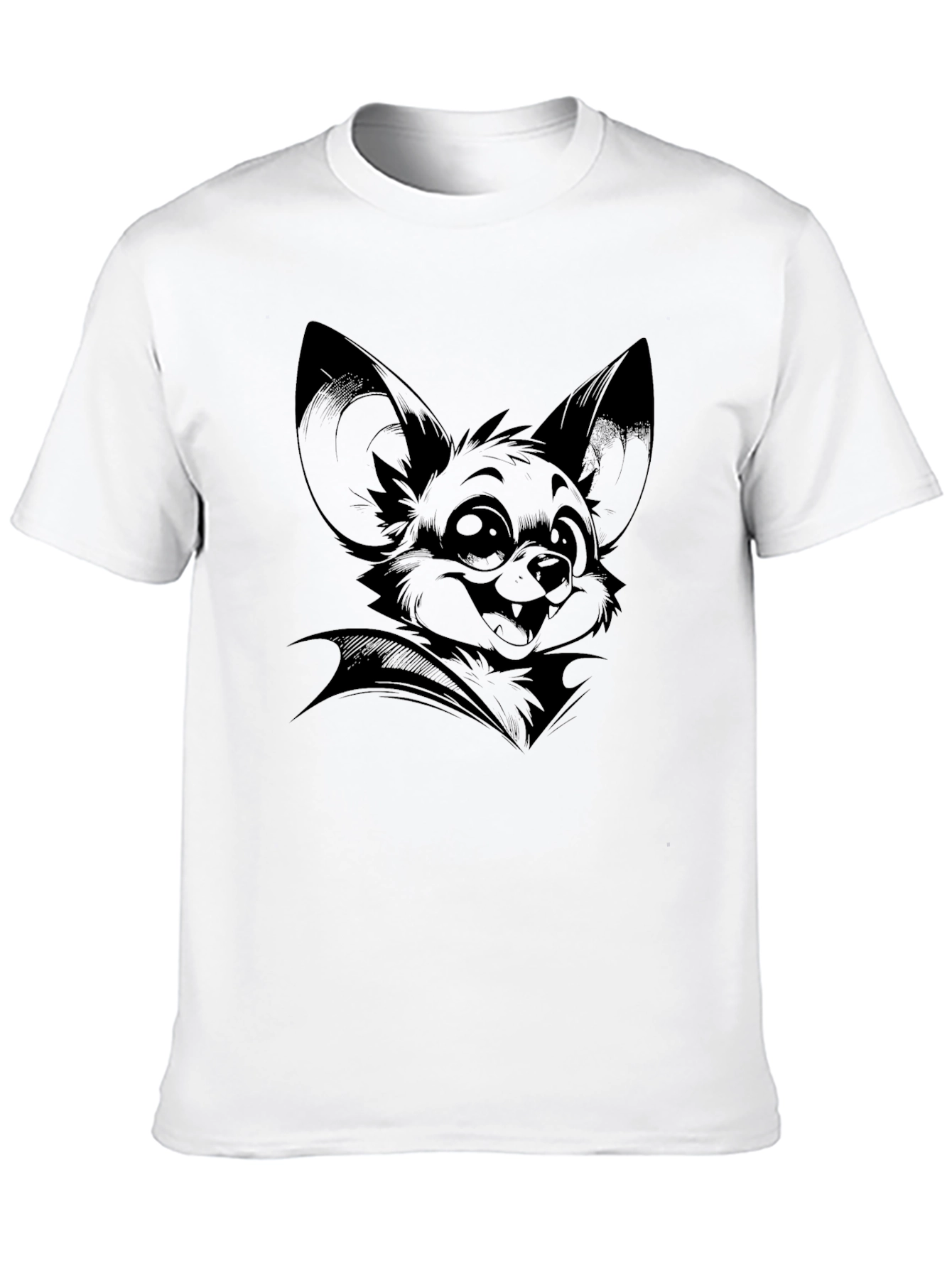 Cartoon Bat Graphic Tee - Mens Black T-Shirt