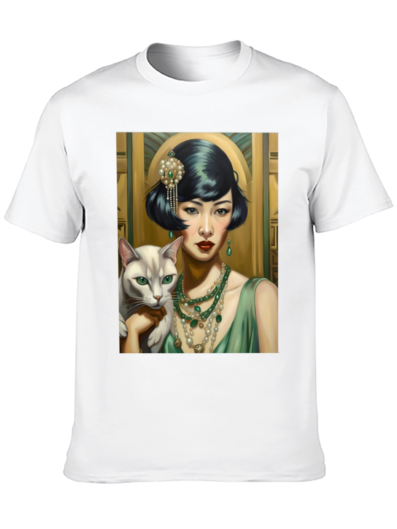 Art Deco Woman & Cat Graphic Tee