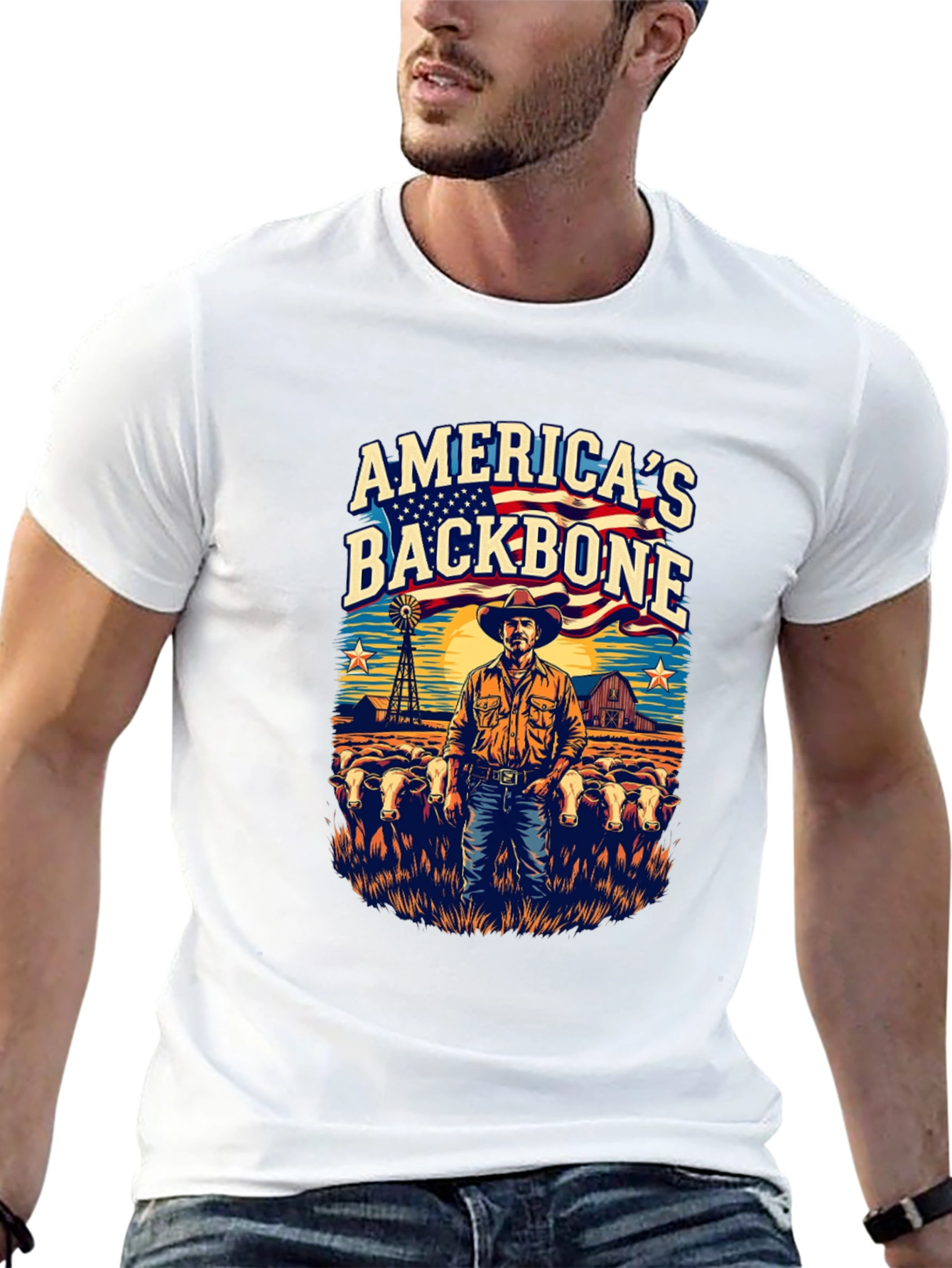 Americas Backbone Graphic Tee - Patriotic Farmer