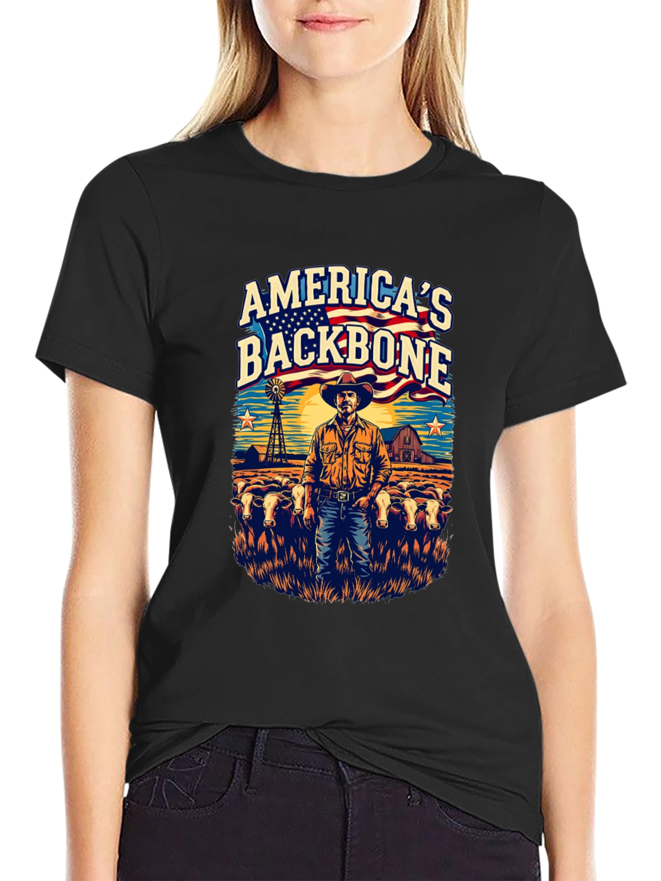 Americas Backbone Graphic Tee - Patriotic Farmer