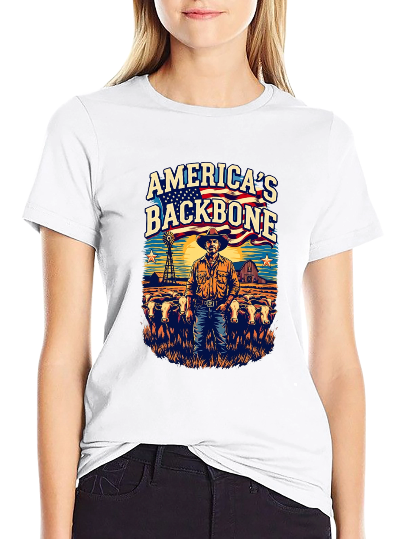 Americas Backbone Graphic Tee - Patriotic Farmer